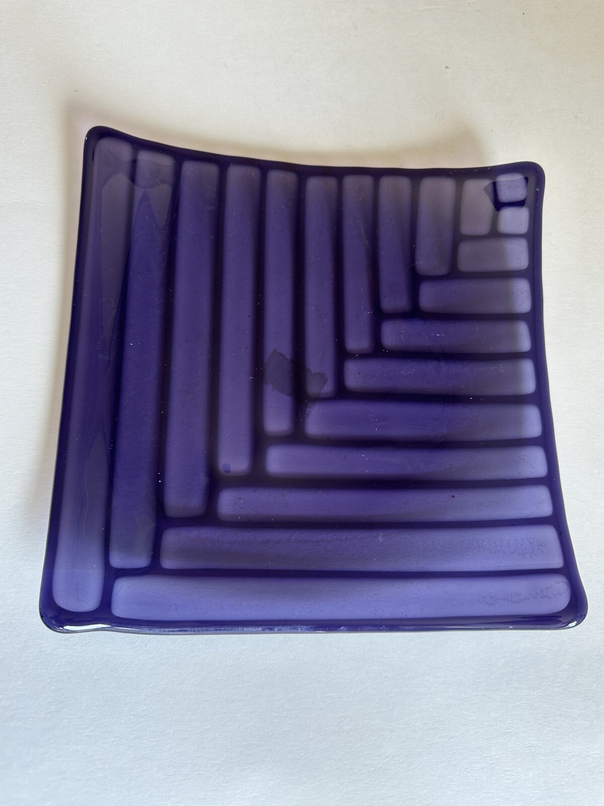 Fused Glass Art Plate Square 8”x8” Abstract Contemporary Modern Amethyst Purple