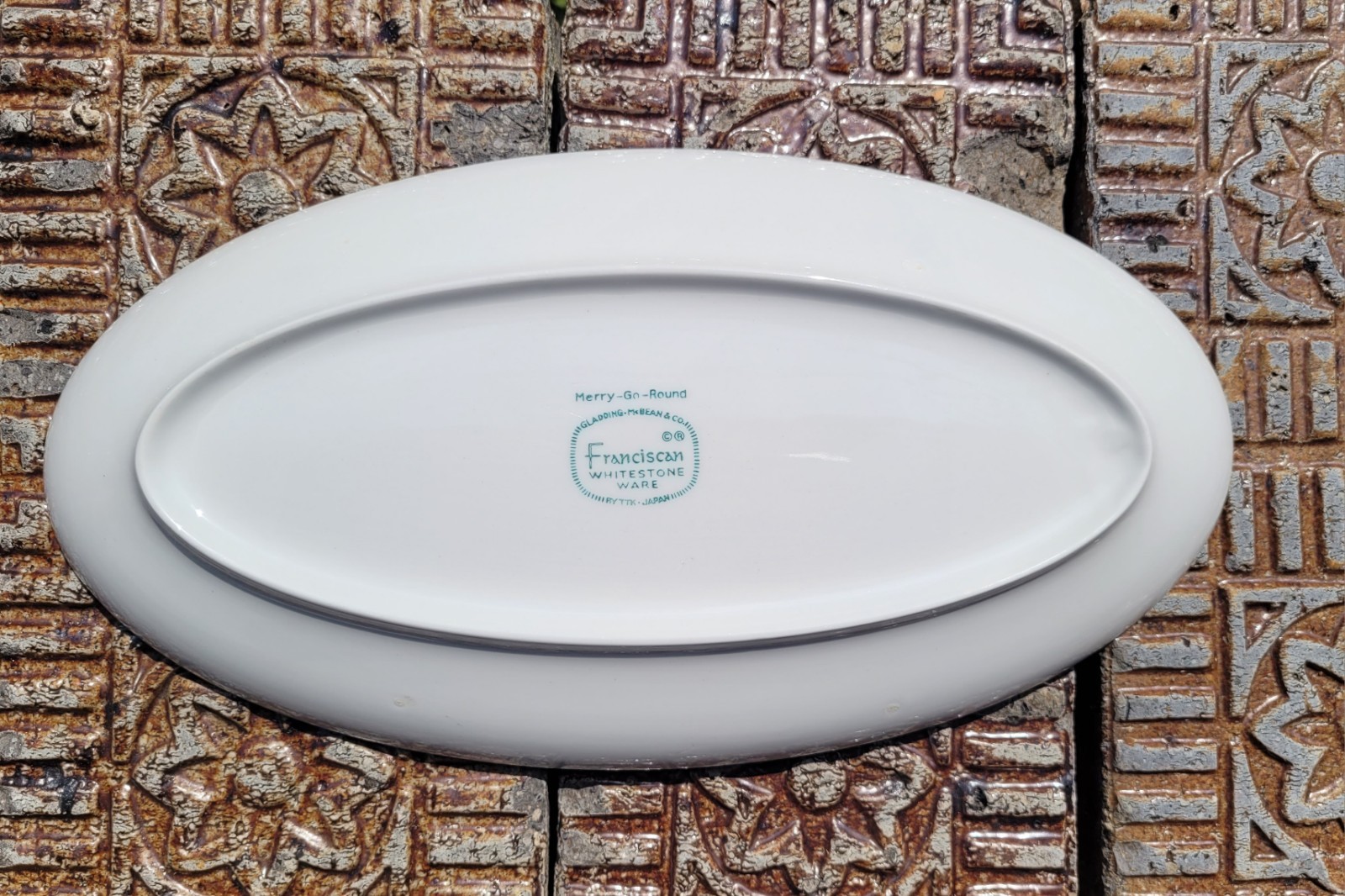 Franciscan Merry Go Round Oval Serving Plate 10 1/2″ MCM Geometric Border