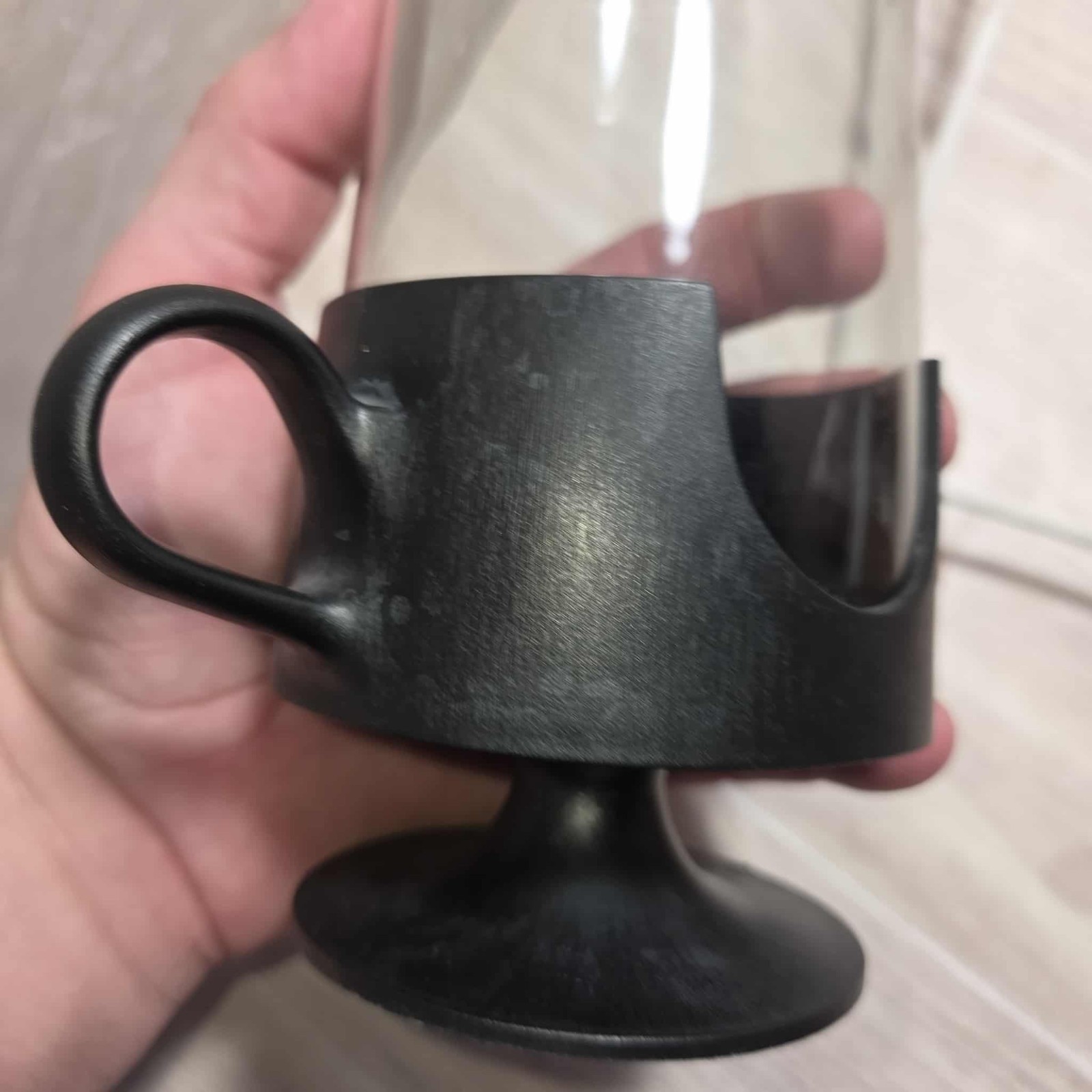 Corning Ware MCM Glas-Snap Coffee Drink Mug Tea Cup Clear Black 12 oz Photo Prop