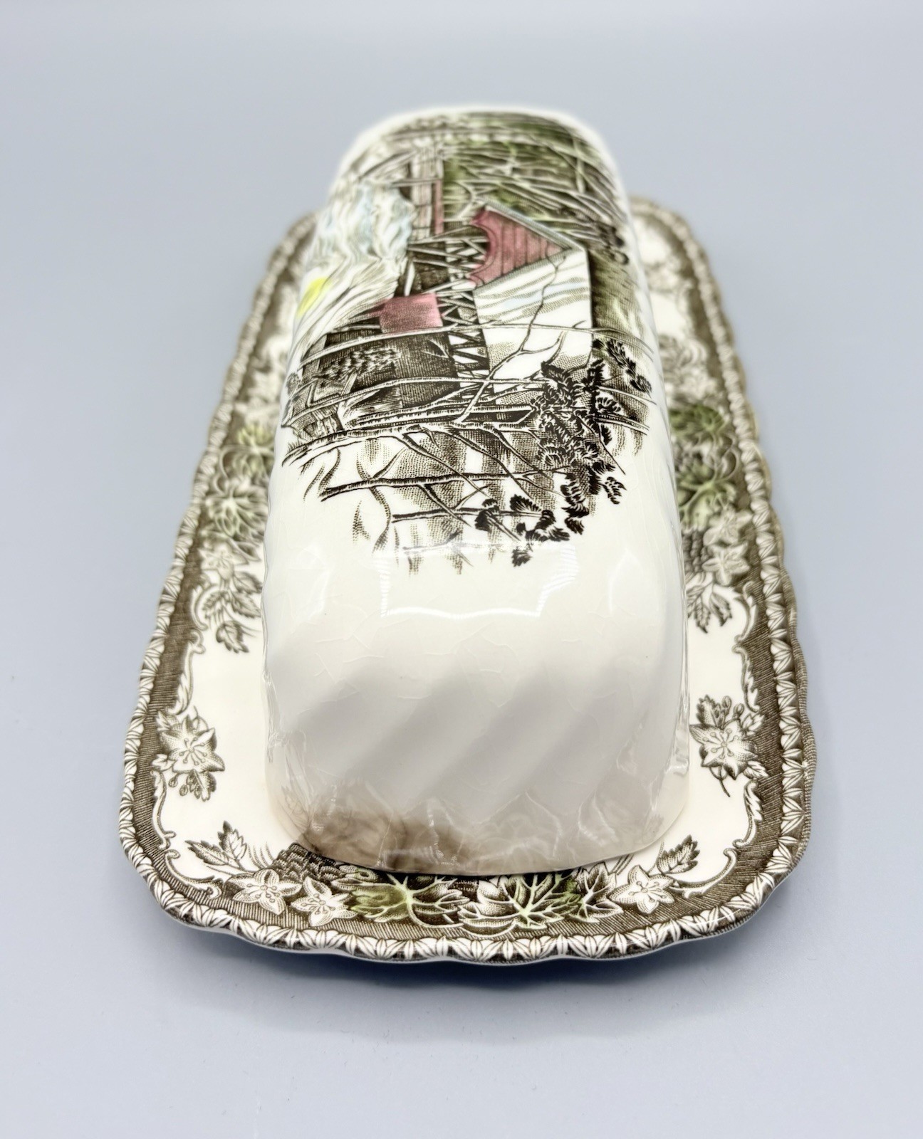 Johnson Brothers Friendly Village Butter Dish The Covered Bridge Vintage England