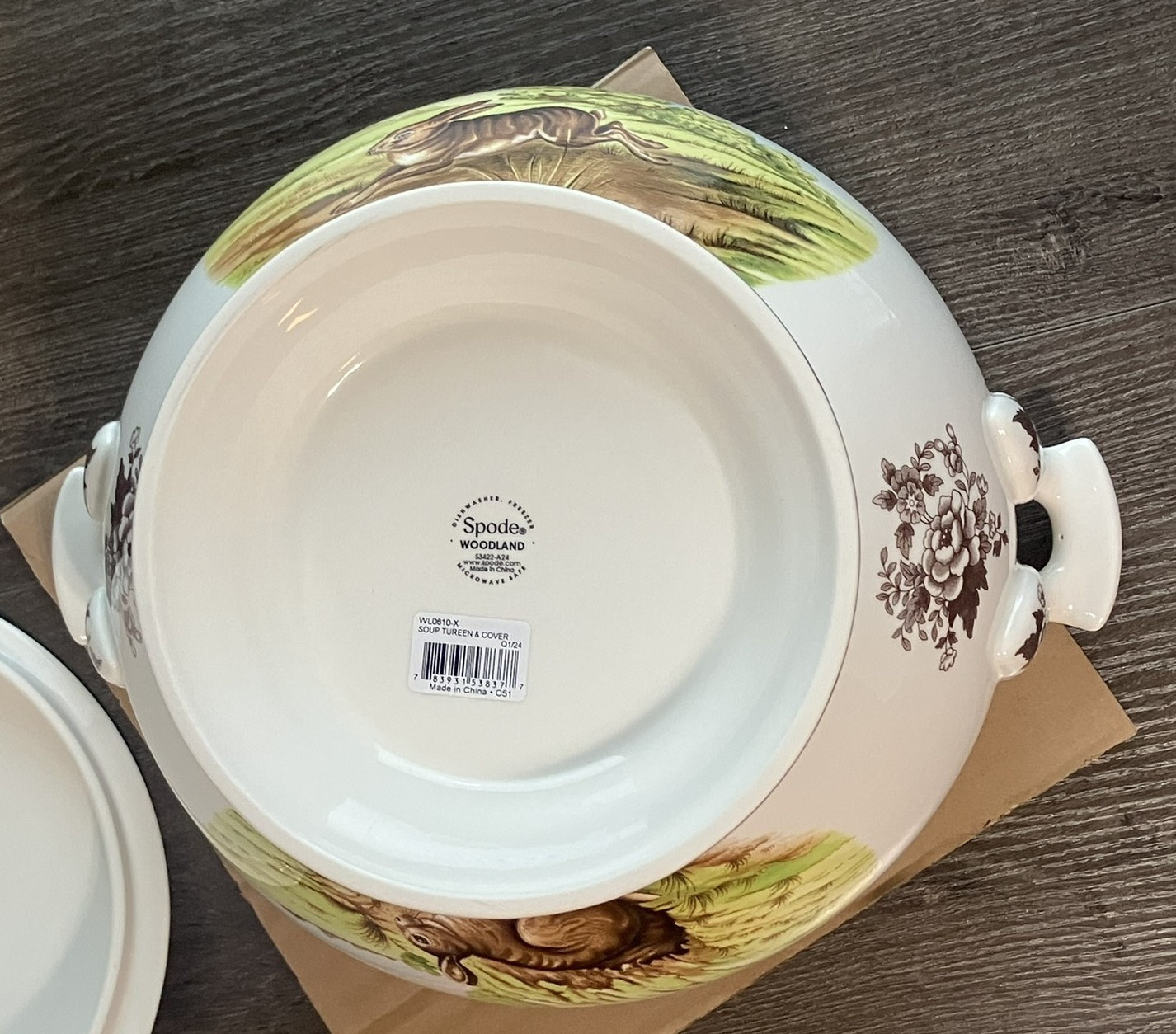 NEW – Spode Woodland 4.25 quart Covered Soup Tureen *CRACKED* – FREE SHIPPING!!!