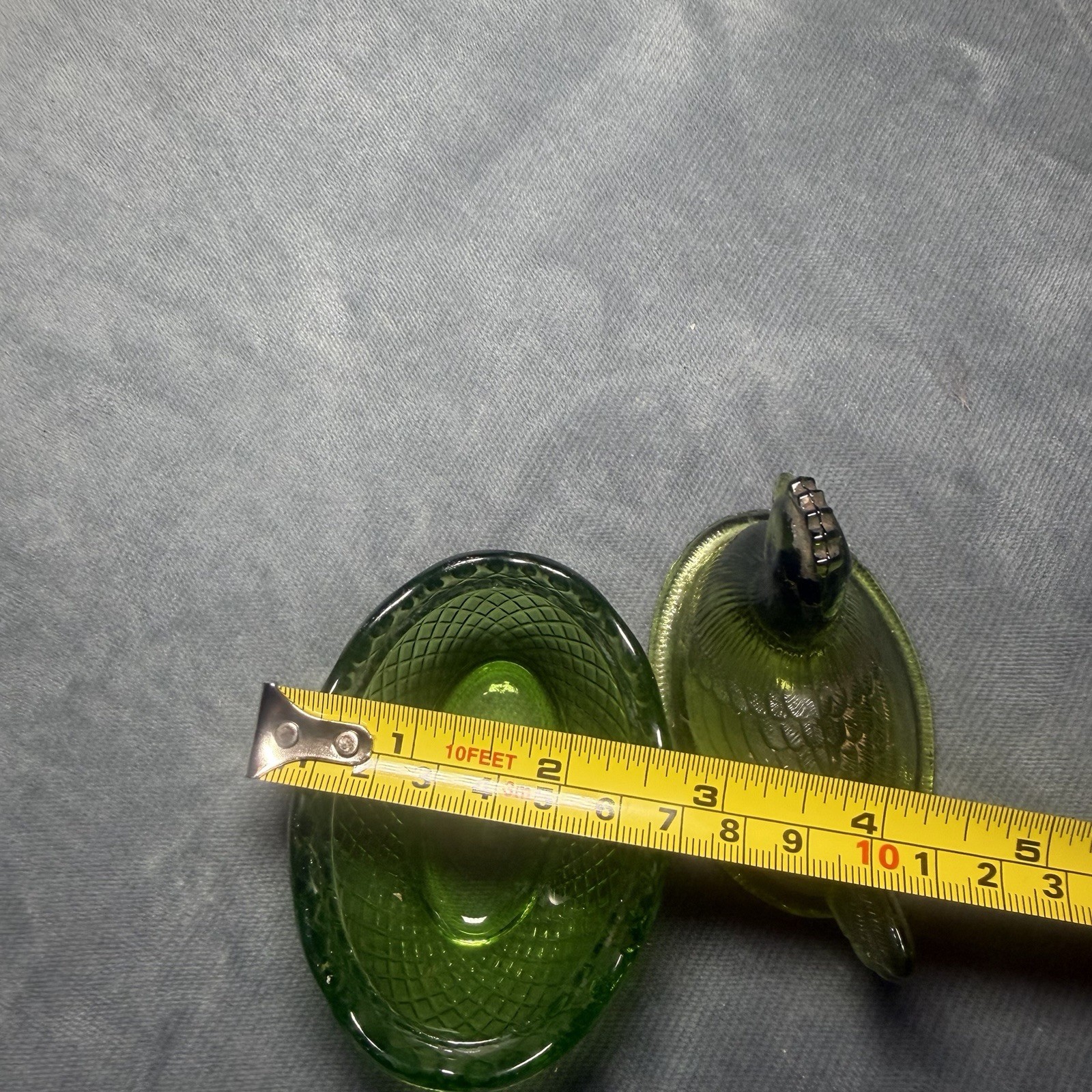 VTG L.E. Smith Olive Green Glass Hen on a Nest HON Covered Dish 3″ Salt Cellar