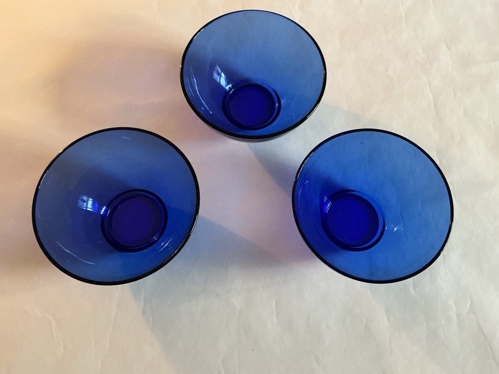 Arcoroc France Cobalt Blue Cereal/Dessert Bowls 5 1/4” Set Of 3
