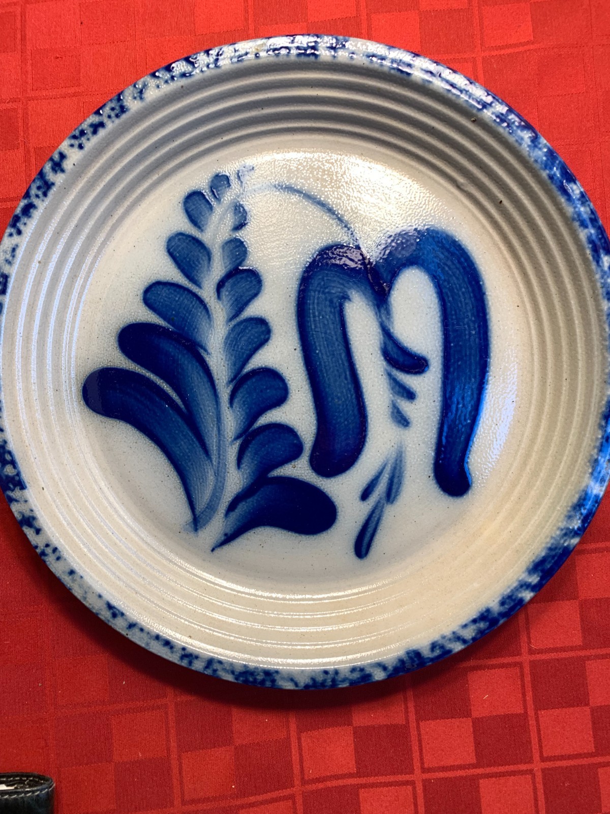 Eldreth Pottery Salt Glaze Leaf /Flower Round Pie Plate 1994 11” x 1 1/4”