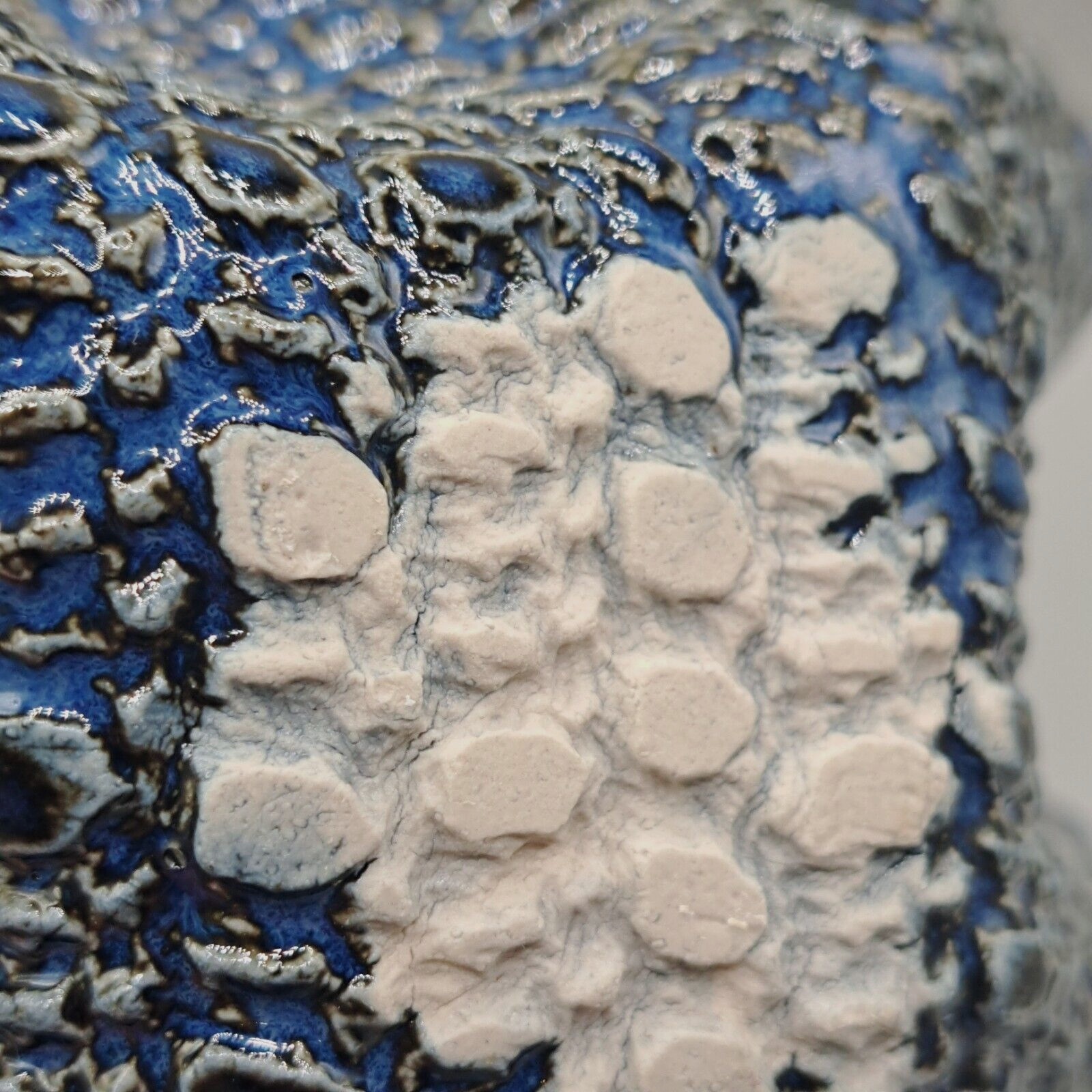 Freeform handkerchief Pottery Bowl Blue Unsigned Cobalt/Gold Trim OrganicTexture