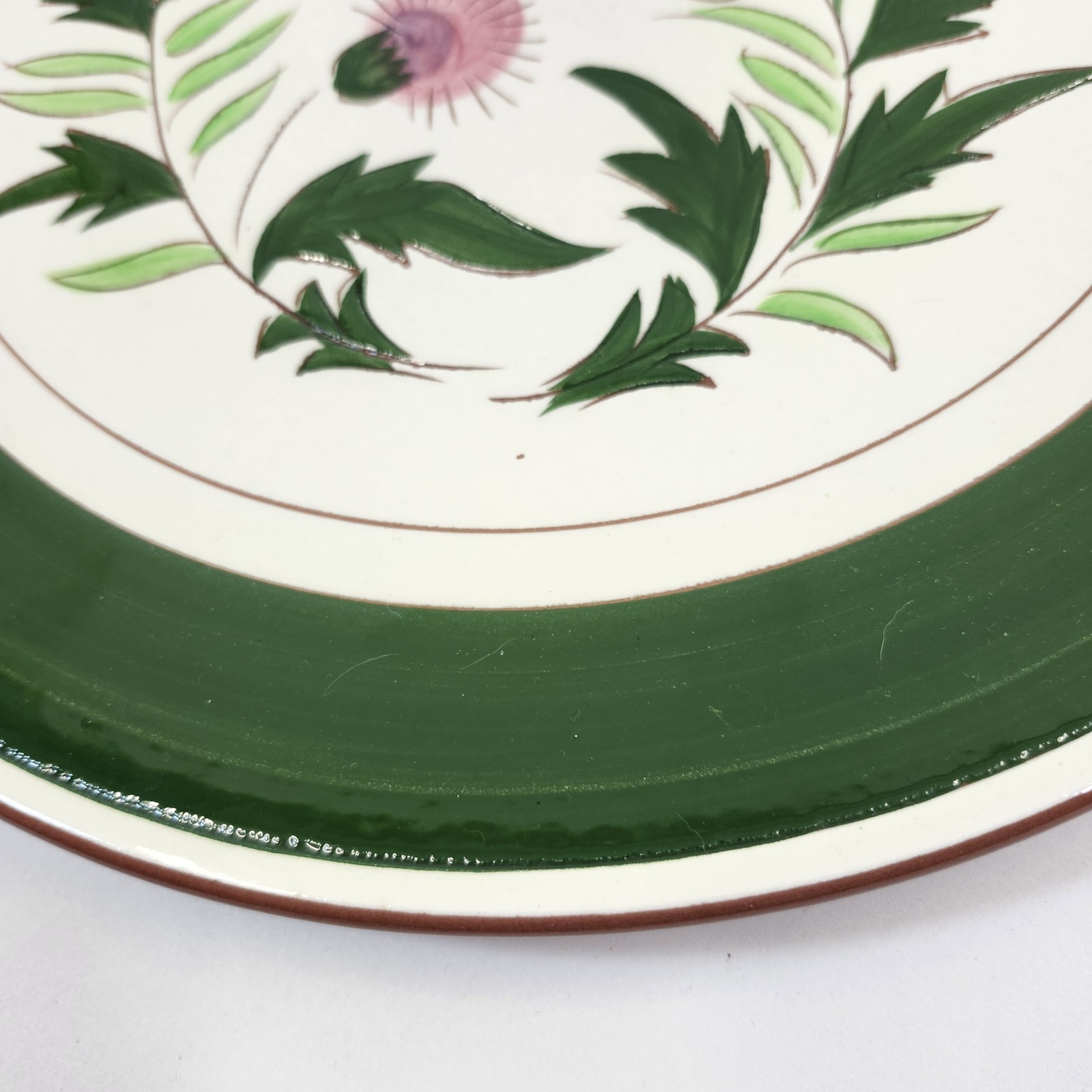 Stangl Thistle Pink 14″ Platter Chop Plate Round Vintage Handpainted Pottery USA