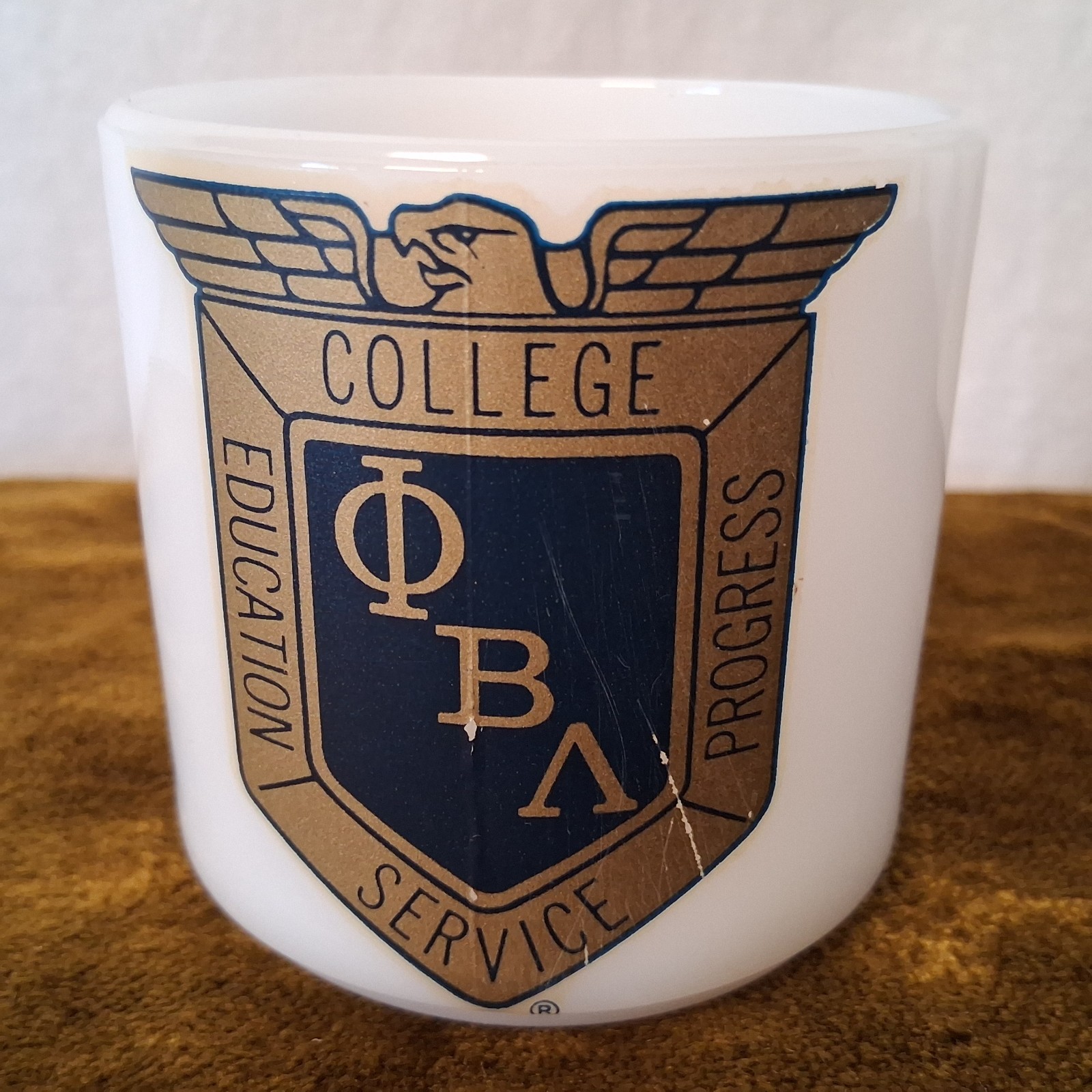 Vintage Federal Milk Glass Mug Phi Beta Lambda FBLA Future Business Leaders