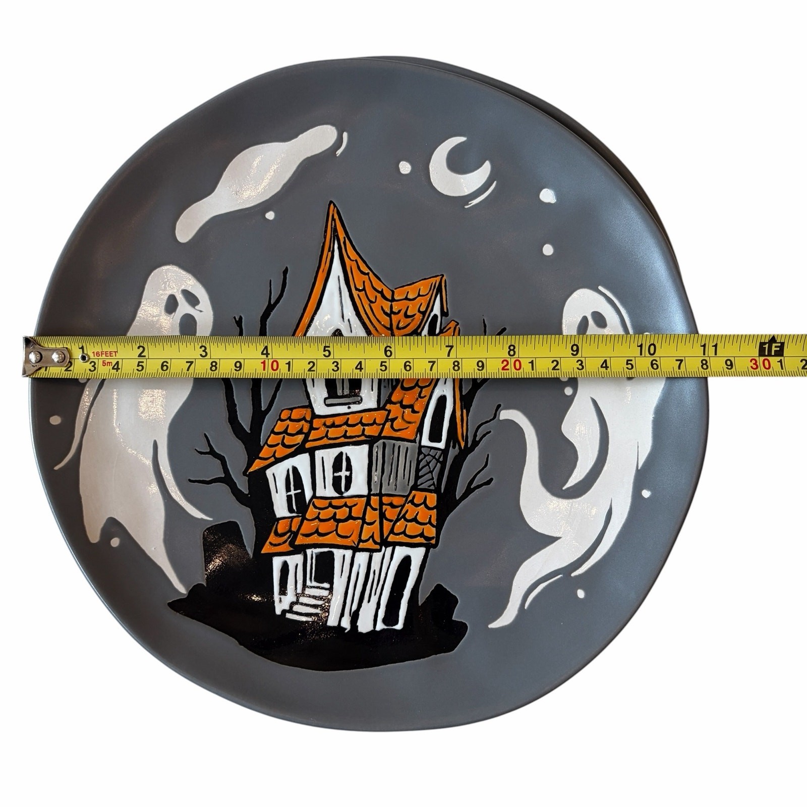 Eli + Ana Halloween Ghost Dinner Plates 11in Haunted House Set of 4 Ceramic NEW