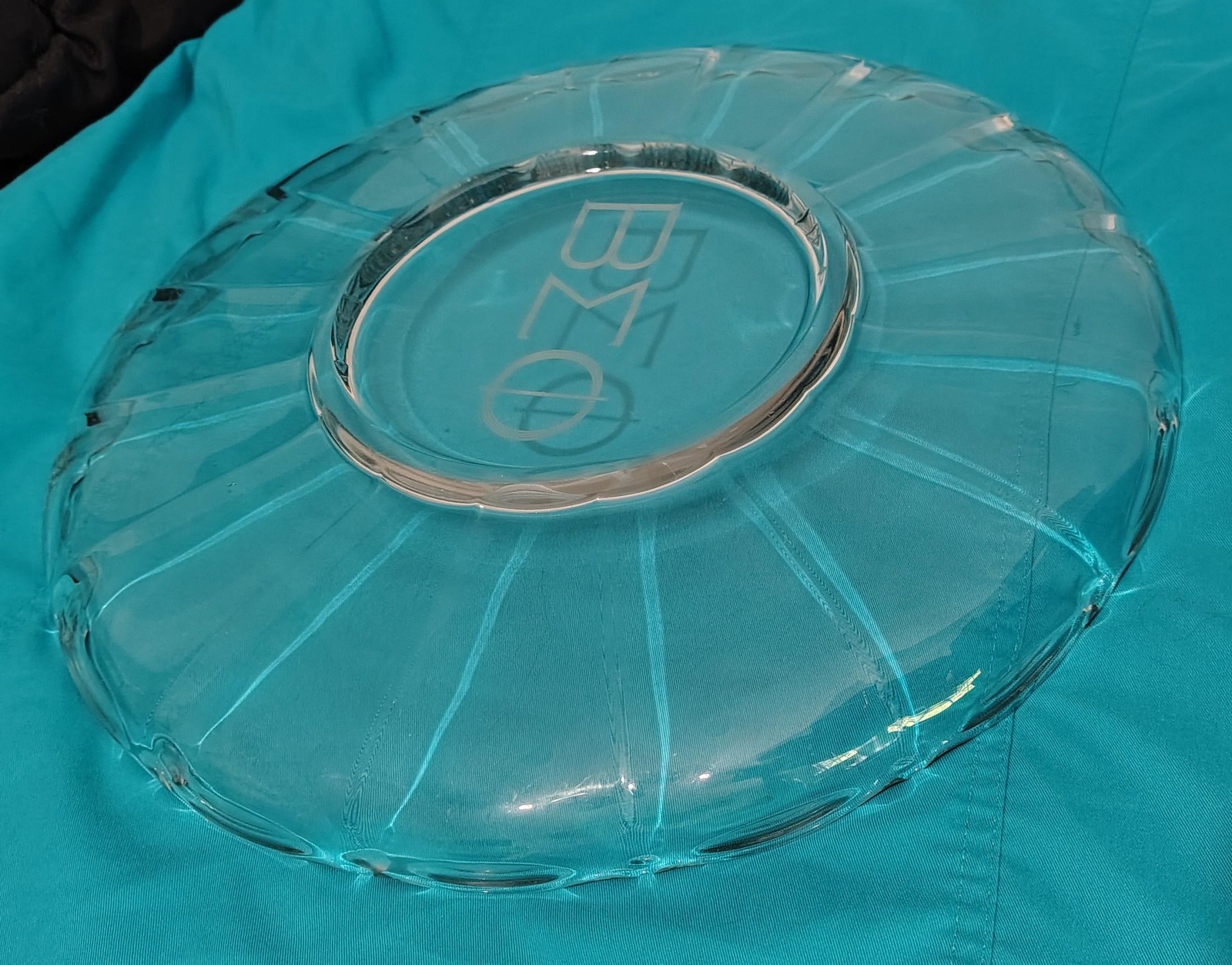 Vintage Beta Sigma Phi Glass Serving Plate 13.5″ Greek Sorority Engraved Decor 1