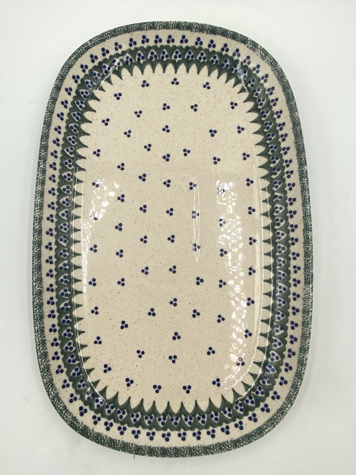 Teresa Beach Imports CERAMIC SERVING PLATTER Polish Pottery 14.5” X 9”