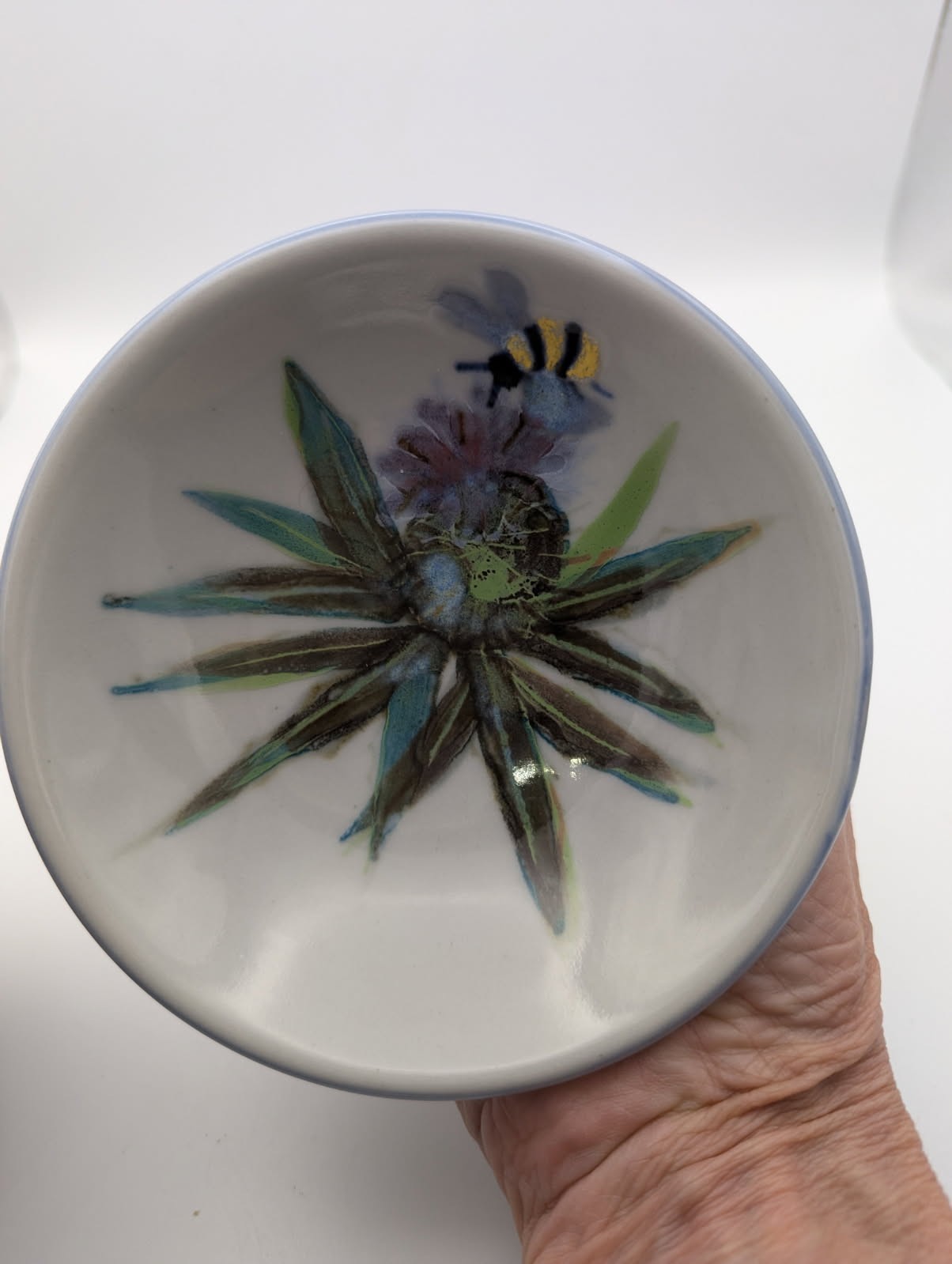 Highland Stoneware- Small Bowl Hand painted Bee and Thistle