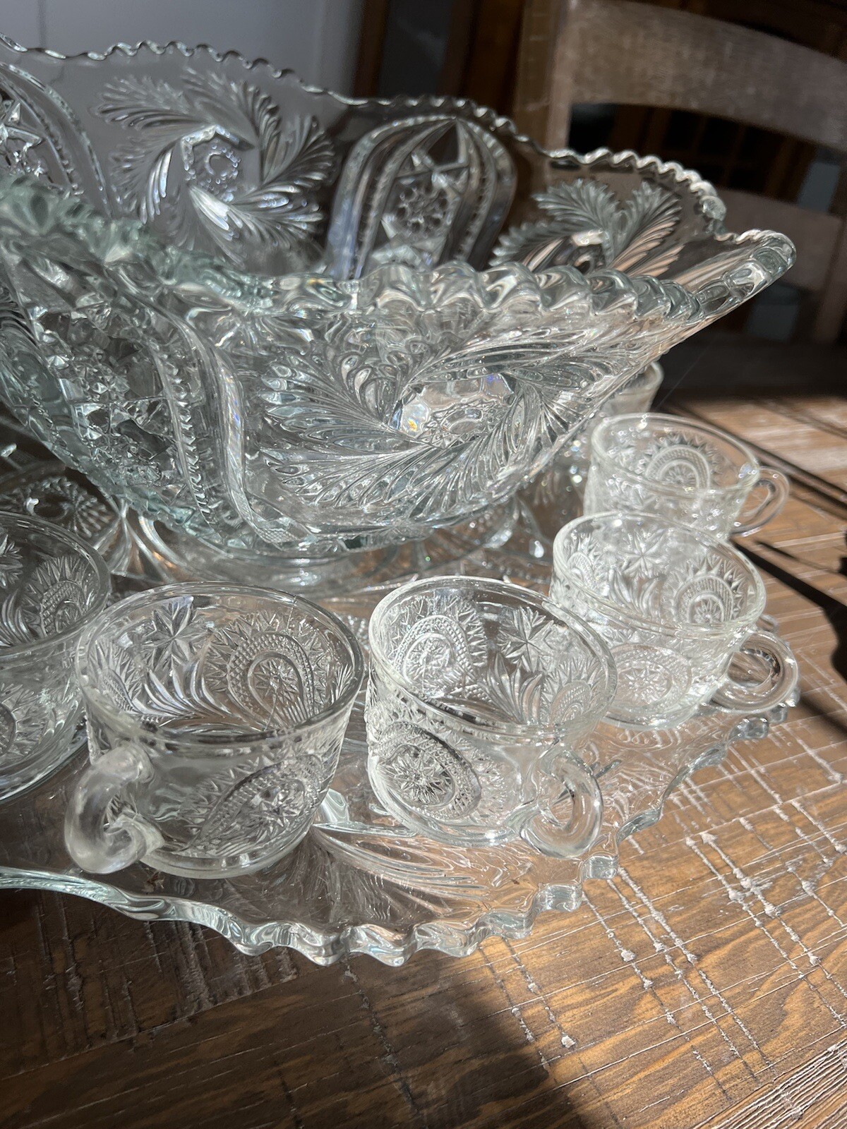 L. E. Smith Vintage Fifteen Piece Punch Bowl Set Galaxy Pattern