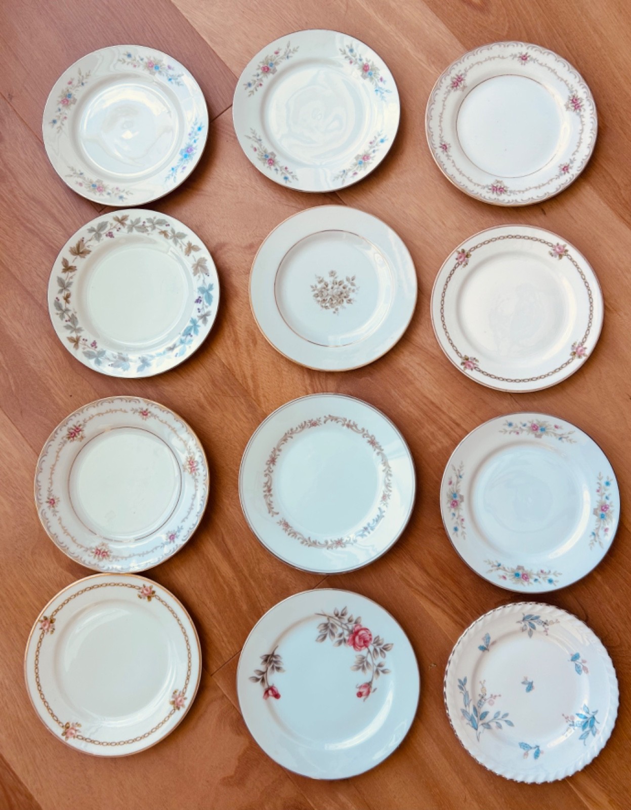 VTG Floral Plate Lot 12 Mismatched Dessert Bread Butter Tea Plates Shower Party