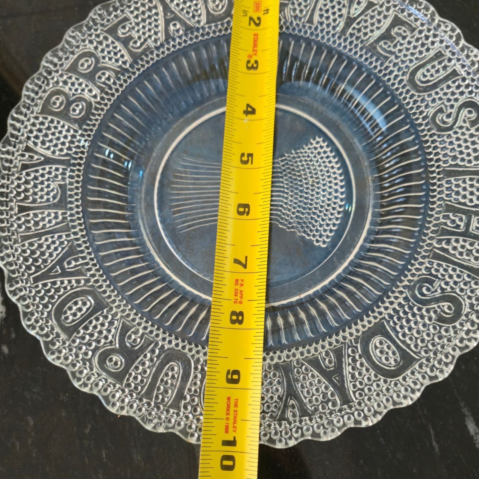 Antique EAPG Bread Plate Give Us This Day Our Daily Bread Glass Decor Religious