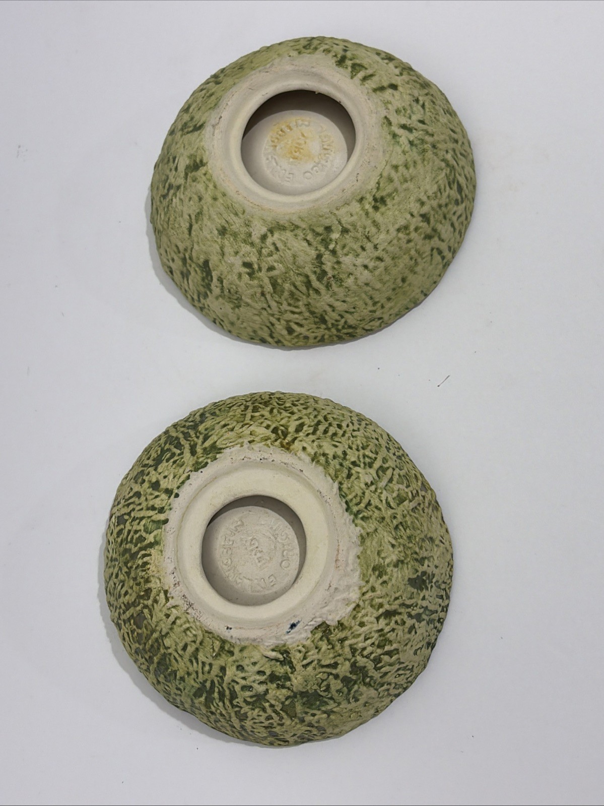 Italian Pottery Ed Langbein Original Set Of 2 Cantaloupe Melon Bowls MCM VTG