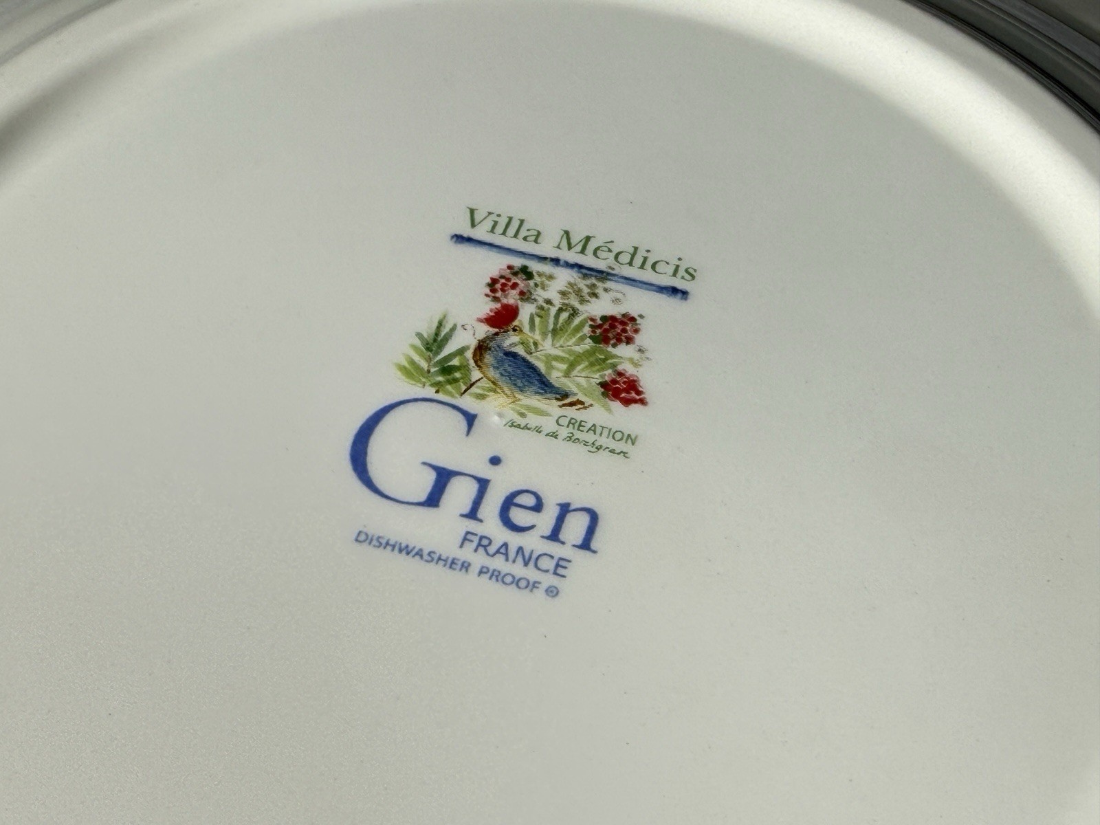 Gien France Villa Medicis Lunch Plates 9.25” Set 4 + 2 Baking Ramekins Faience