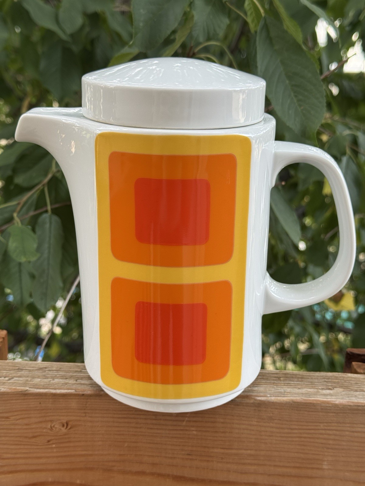 Vintage Rosenthal Studio Line Wolf Karnagel MCM Coffee Pot 7.5″ Orange Yellow