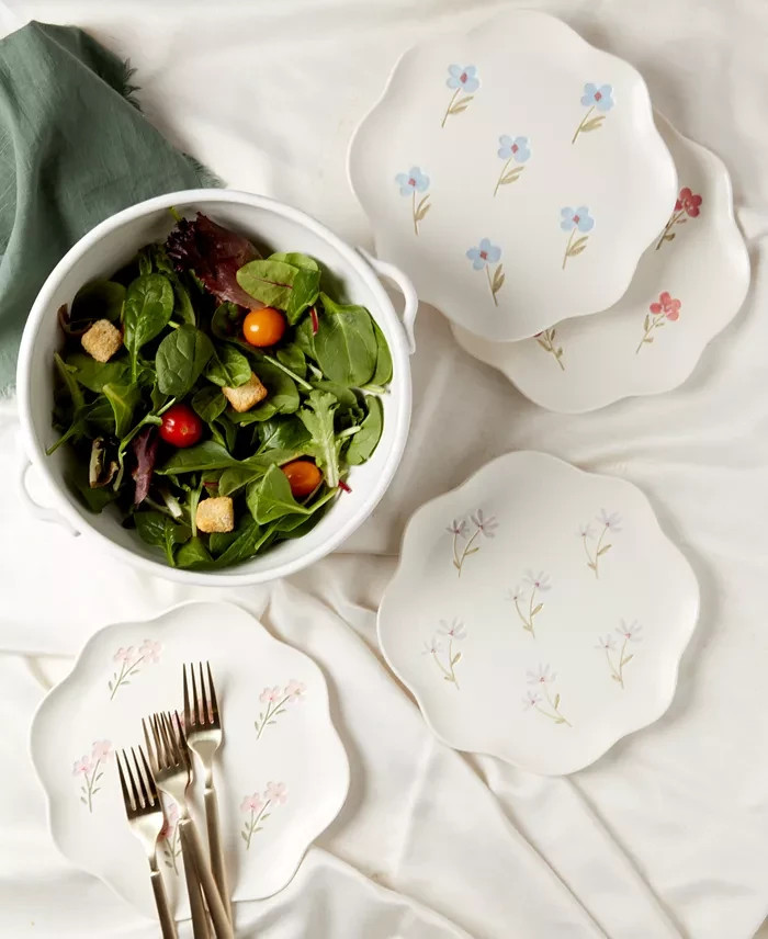 Haven Floral Scalloped Salad Plates 9 in. Set of 4