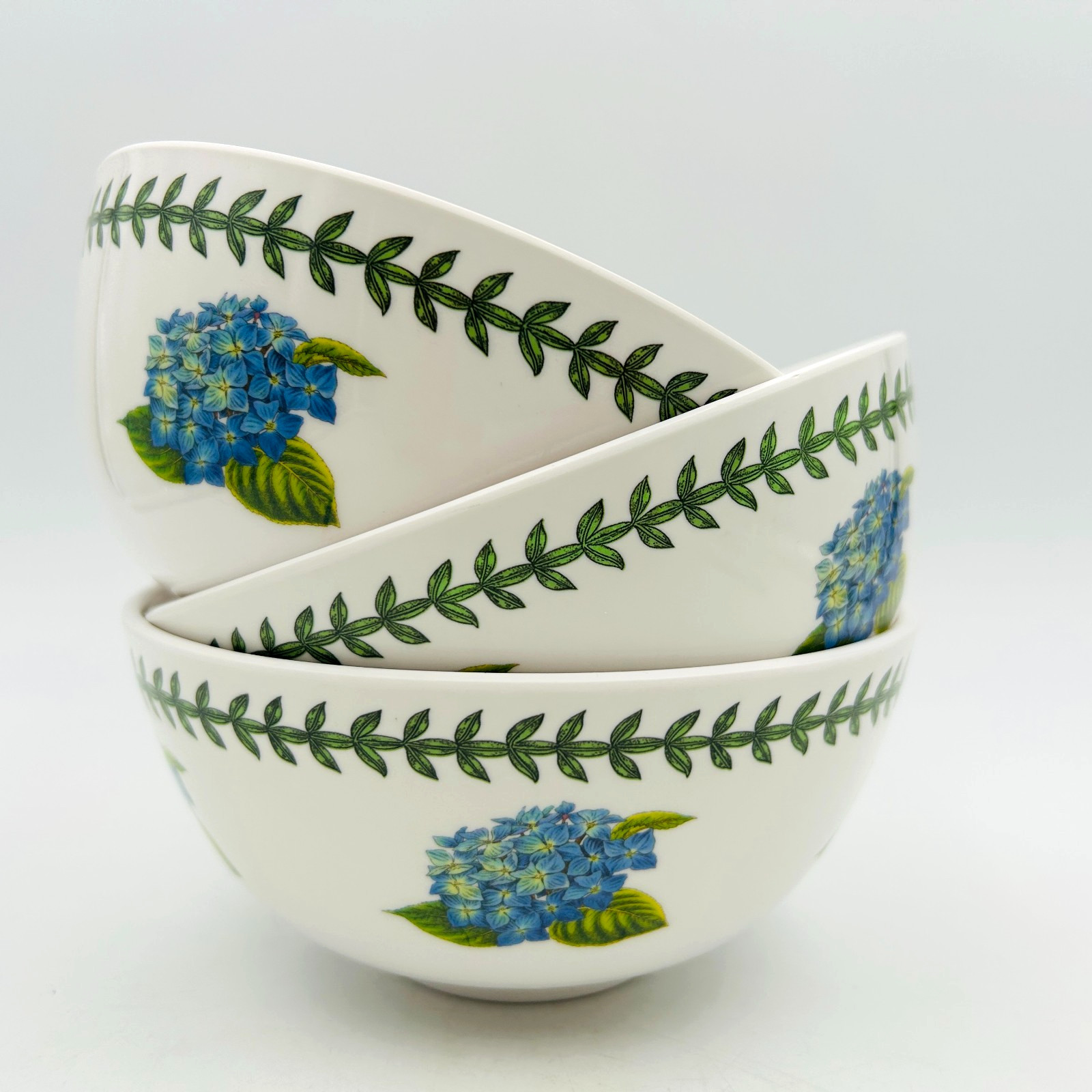 BOTANIC GARDEN Portmeirion Hydrangea Melamine Soup Cereal Bowl 6″ Set of 3