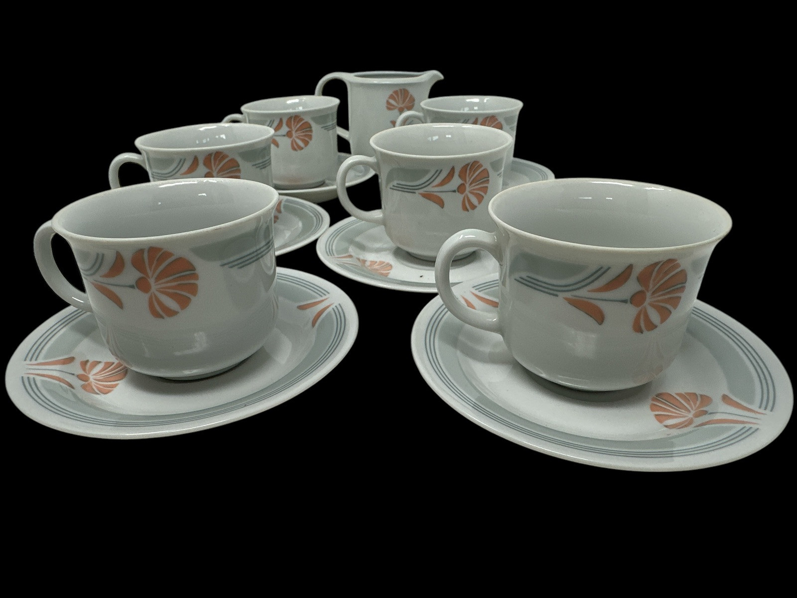 VTG 70’s JlMenau Graf Von Henneberg White Floral Porcelain German Demitasse Set