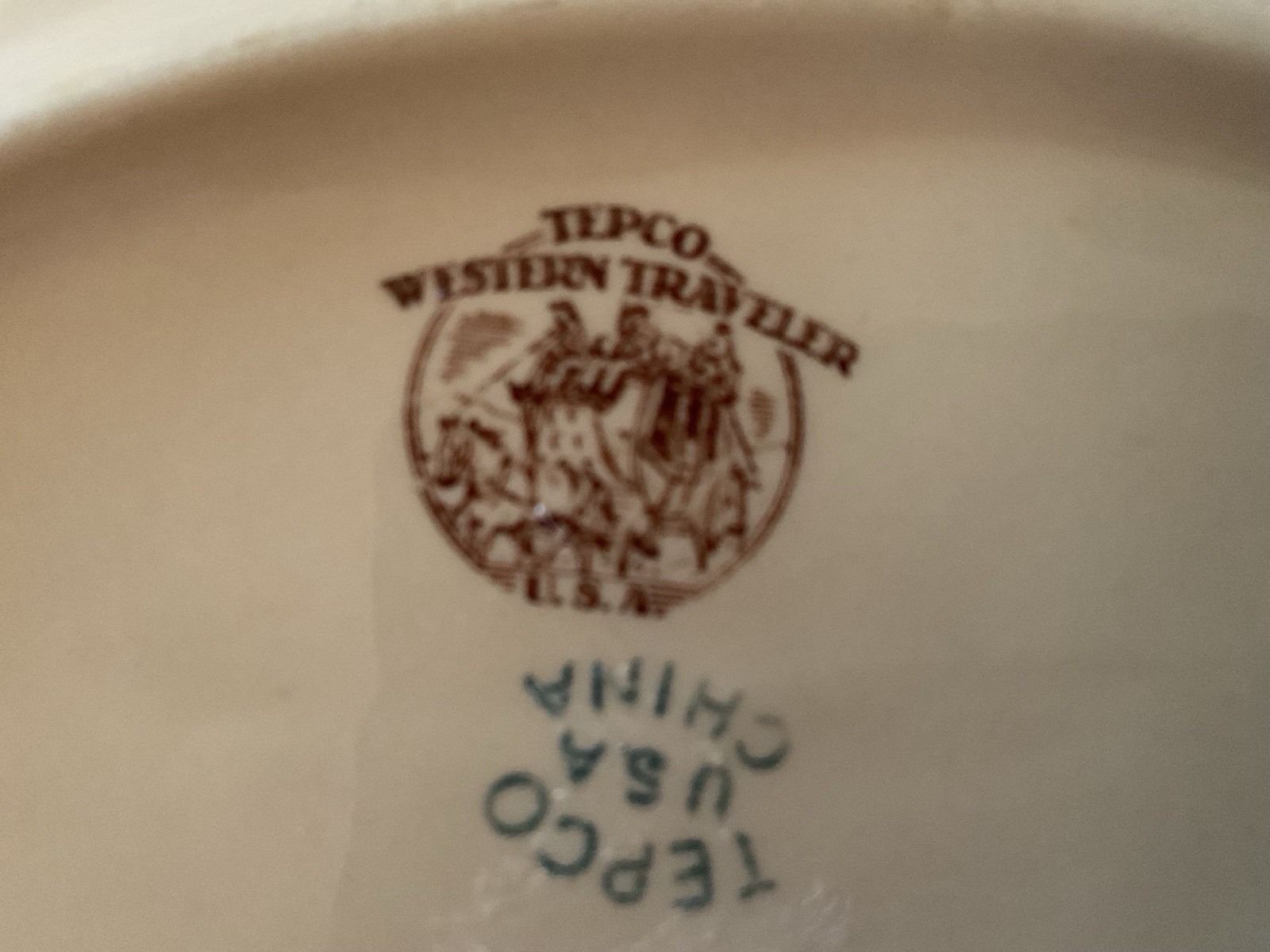 Vintage Tepco China Made In U.S.A. Western Traveler 9” Platter EUC