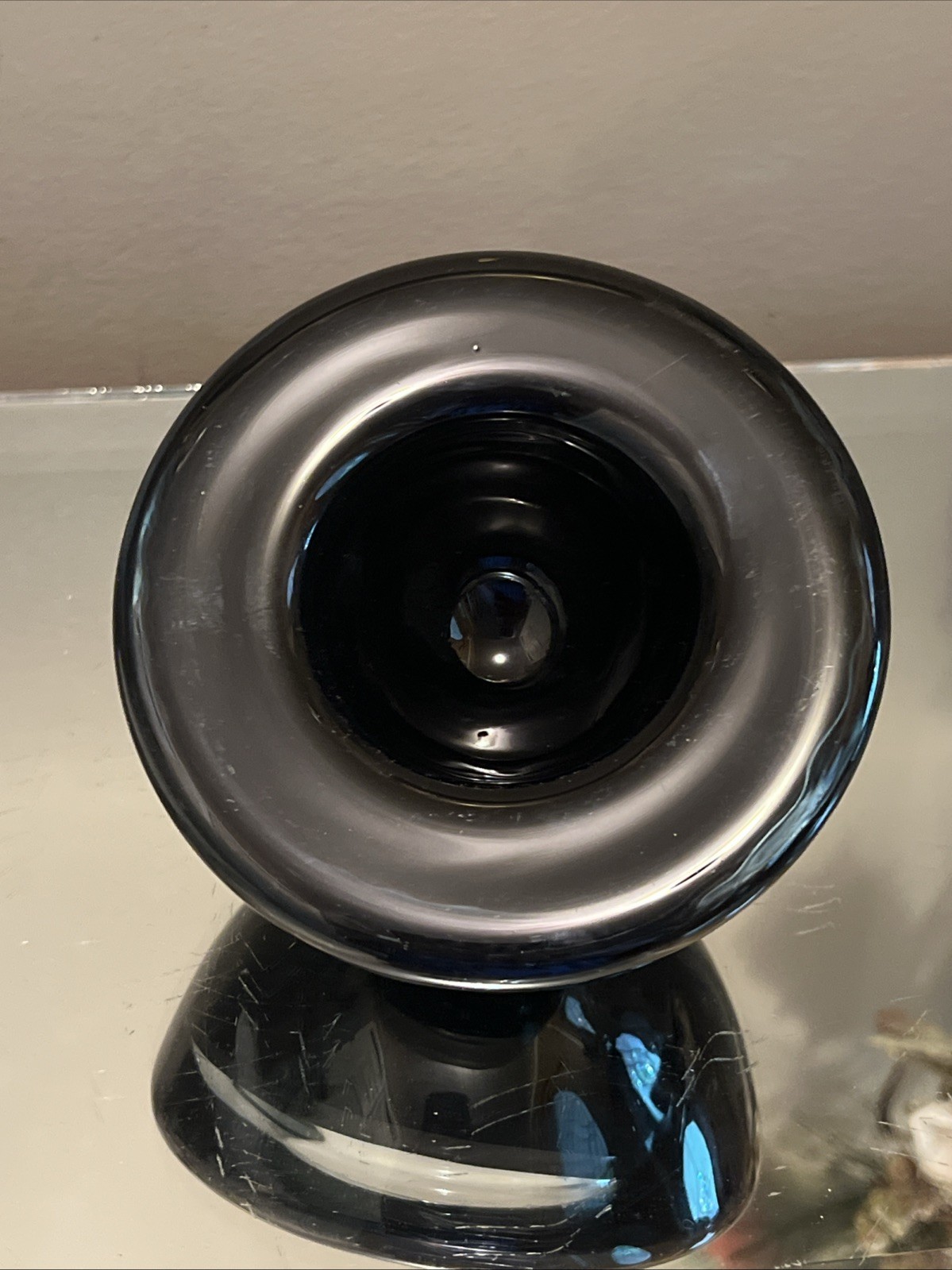 Kosta Boda Atoll Art Glass Bowl Anna Ehrner Ebony Black Scandinavian Sweden