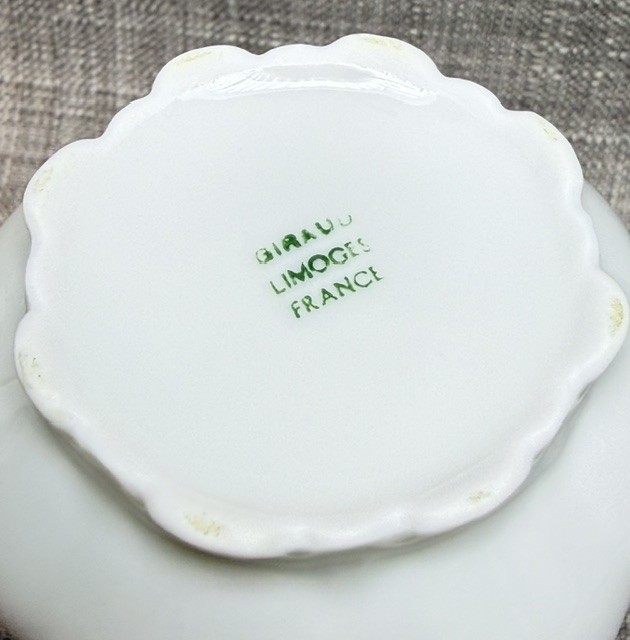VTG Giraud Limoges France Cup & Saucer White Embossed Scalloped Fine Porcelain