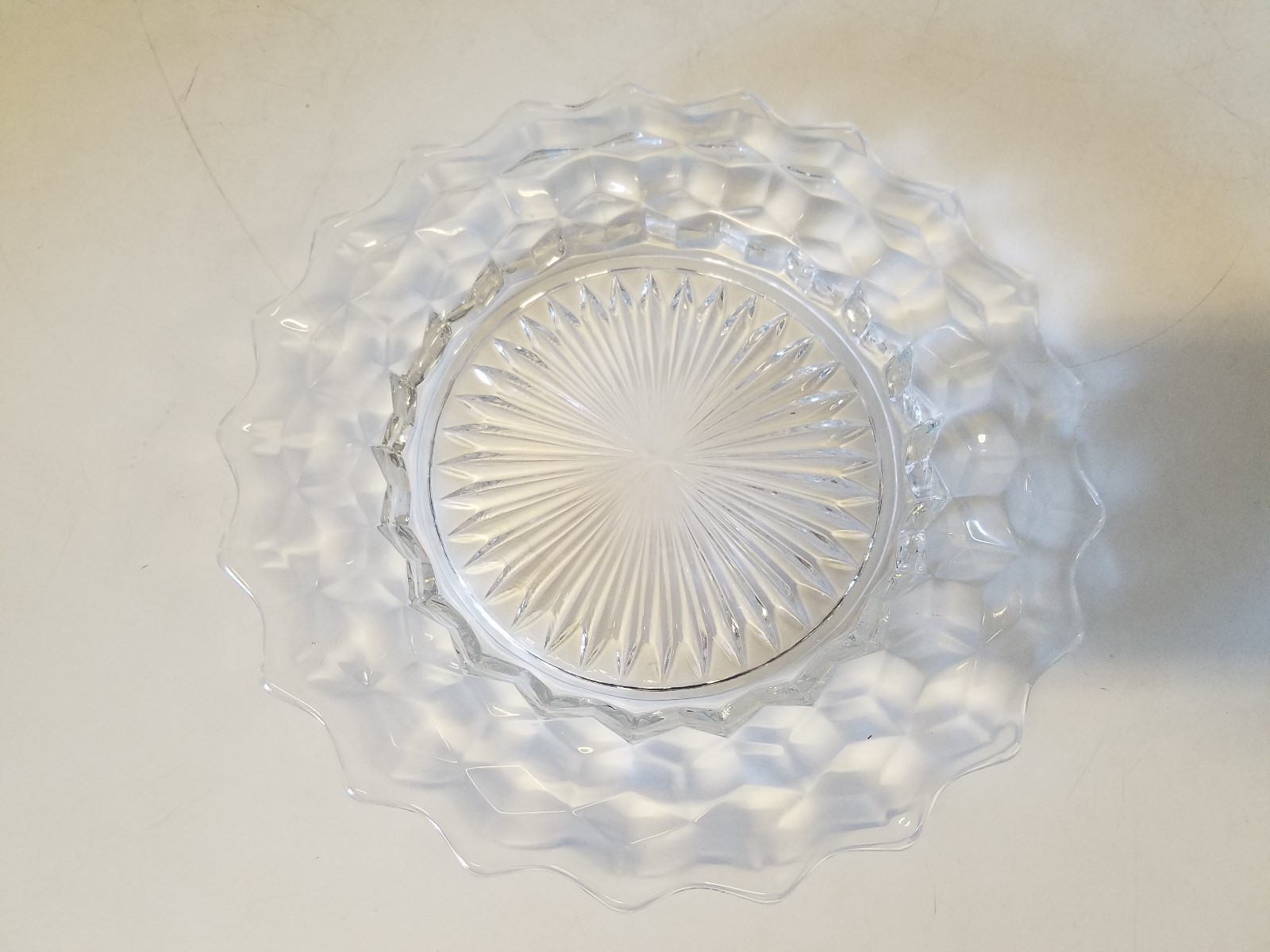 Vintage American Fostoria Set of 12 Pressed 8 1/4″ Glass Plates