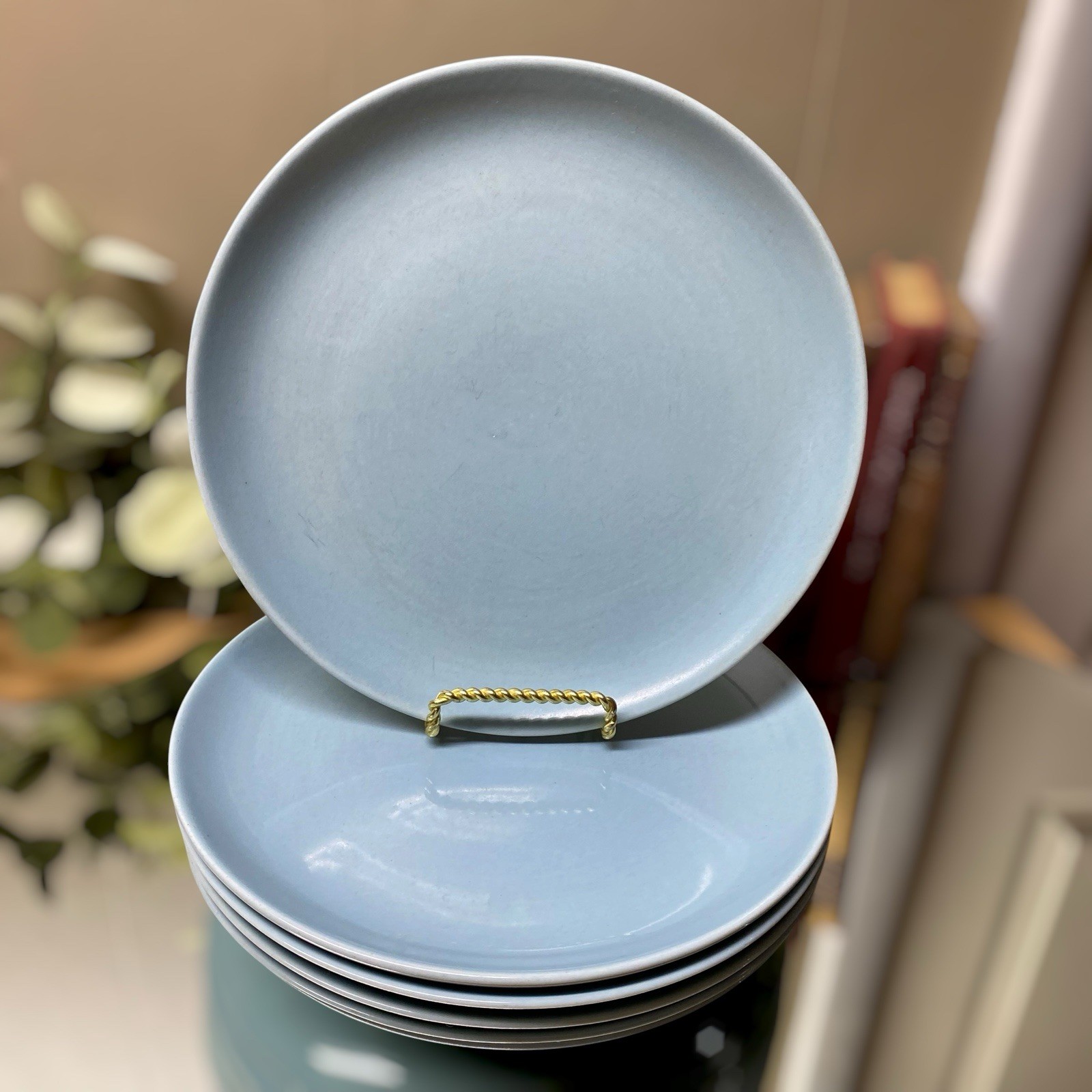 Vintage Russel Wright Casual China Dinner Plates Set Of 6 Ice Blue 9 3/8”