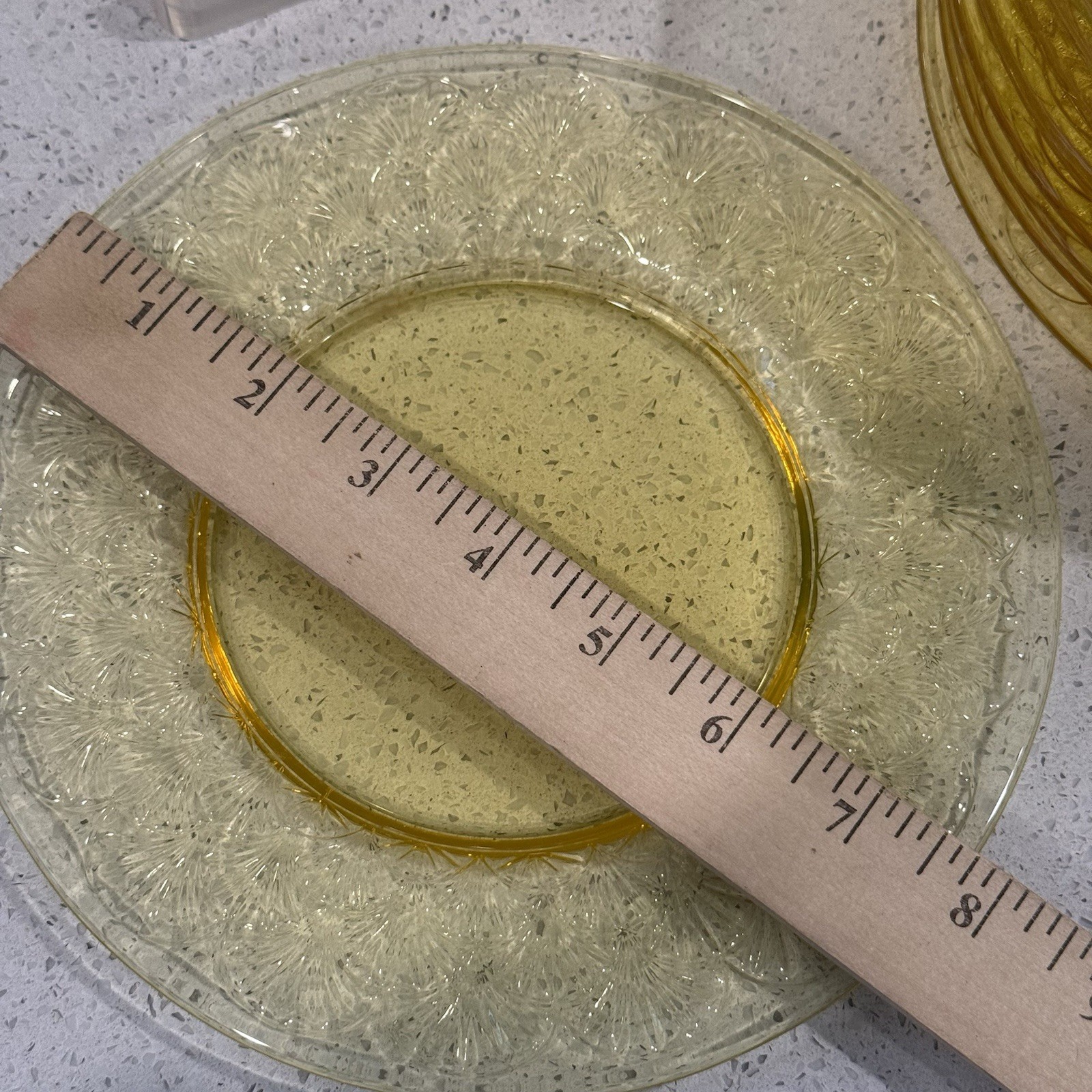 Antique Pukeberg Turkey Tracks Royal Fan Vaseline Uranium Glass 7.75” Plate