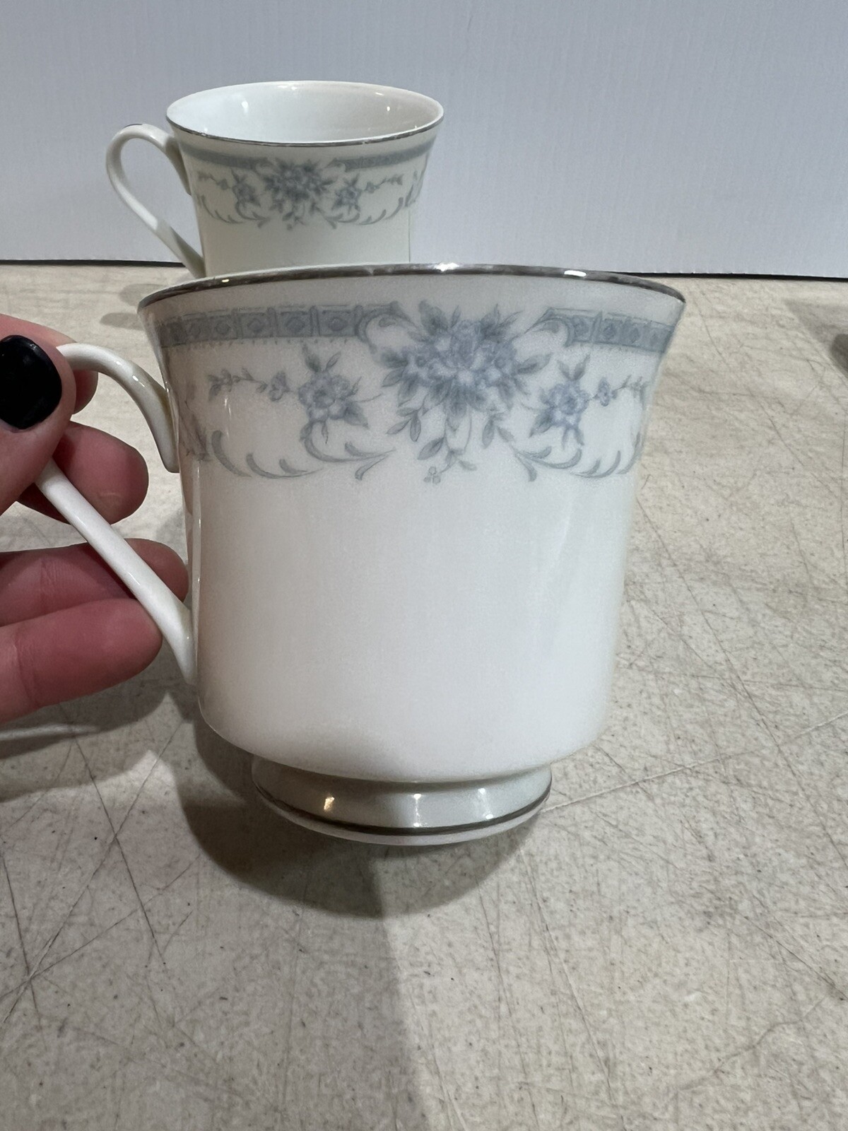 Vintage Sheffield Blue Whisper Porcelain Bone China 4 Tea Coffee Cups 1985 Japan