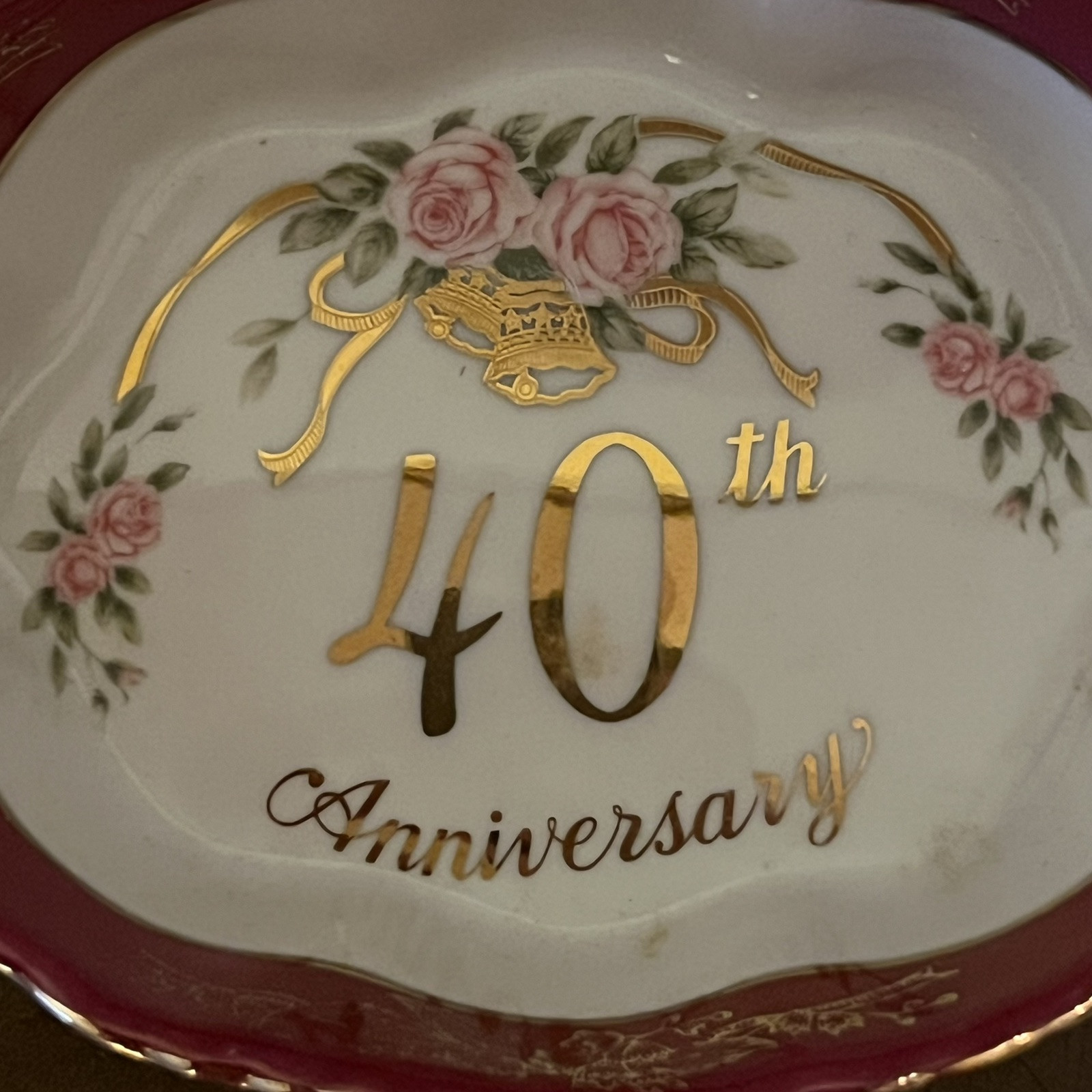 Lefton China Bowl, Trinket Dish, 40th Anniversary. 1988