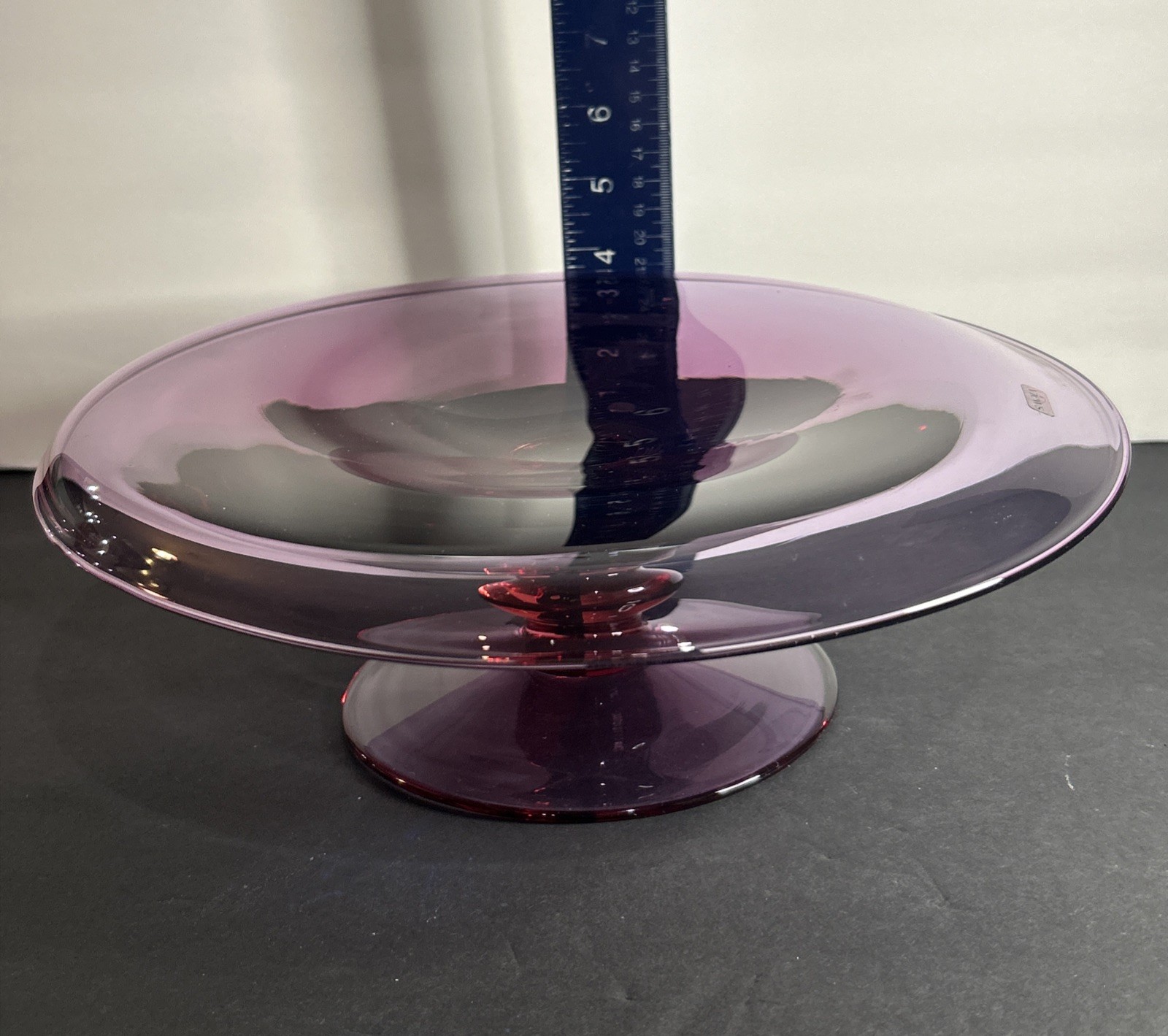 Views Int’l Purity Lilac 11” Pedestal Cake Stand Amethyst Glass Made In France