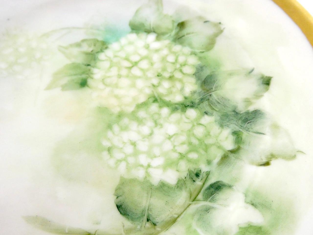 1970s Hand Painted Floral Porcelain 5 Piece Place Setting Hydrangea Signed VGOOD