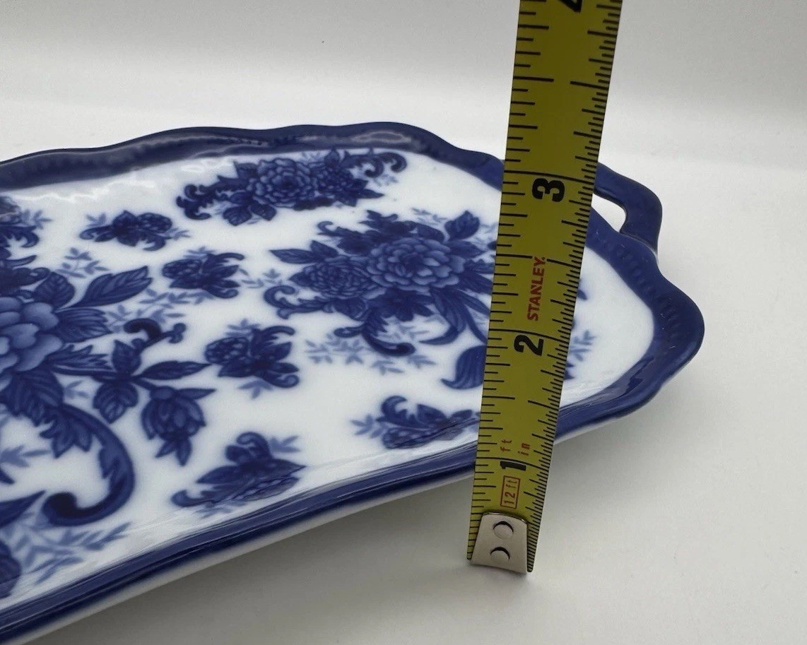 CRACKER BARREL Blue White Floral Rectangular Sandwich Tray 15.5” & Server VTG
