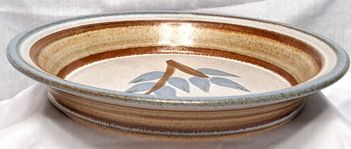Vintage Studio Pottery 10″ Serving Dish Desert Floral Hand Painted Artist Signed