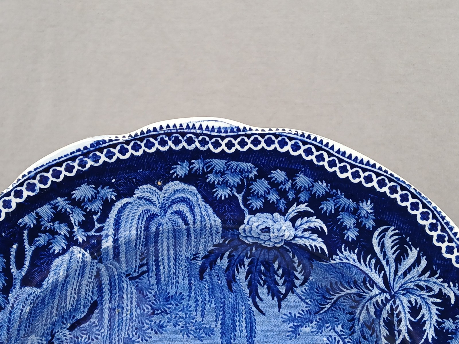 Clews Weeping Willow Border #09 Blue Historical Transferware Plate C.1814-1834