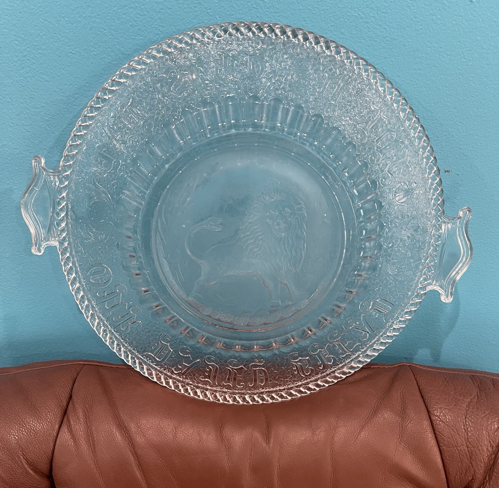 Lords Supper Daily Bread Handled Altar Plate. Lion Of Judah Communion Plate. 12”