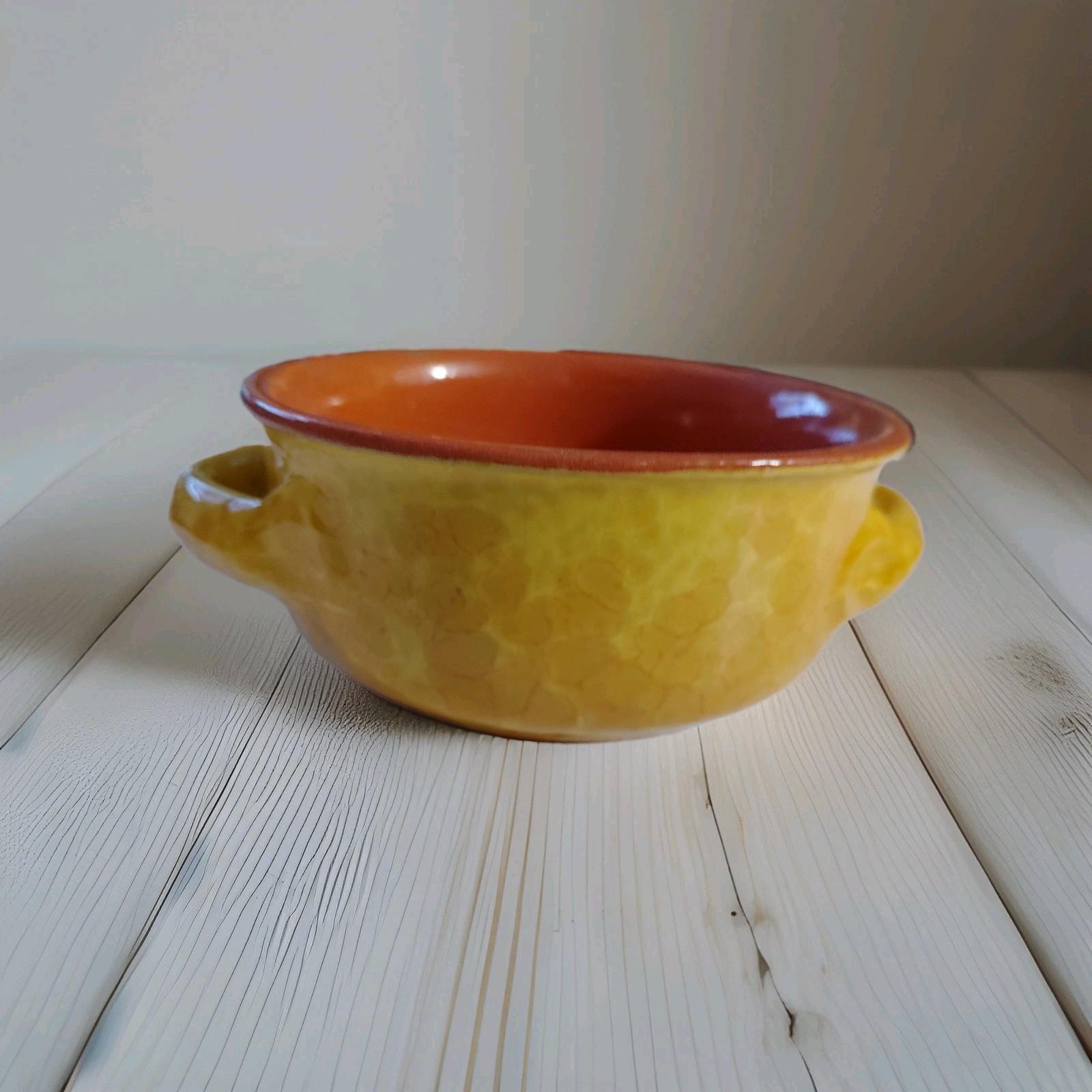Authentic Italian Soup Bowl Yellow Hammered Look Finish 5.5″ Diameter 2.5″ High