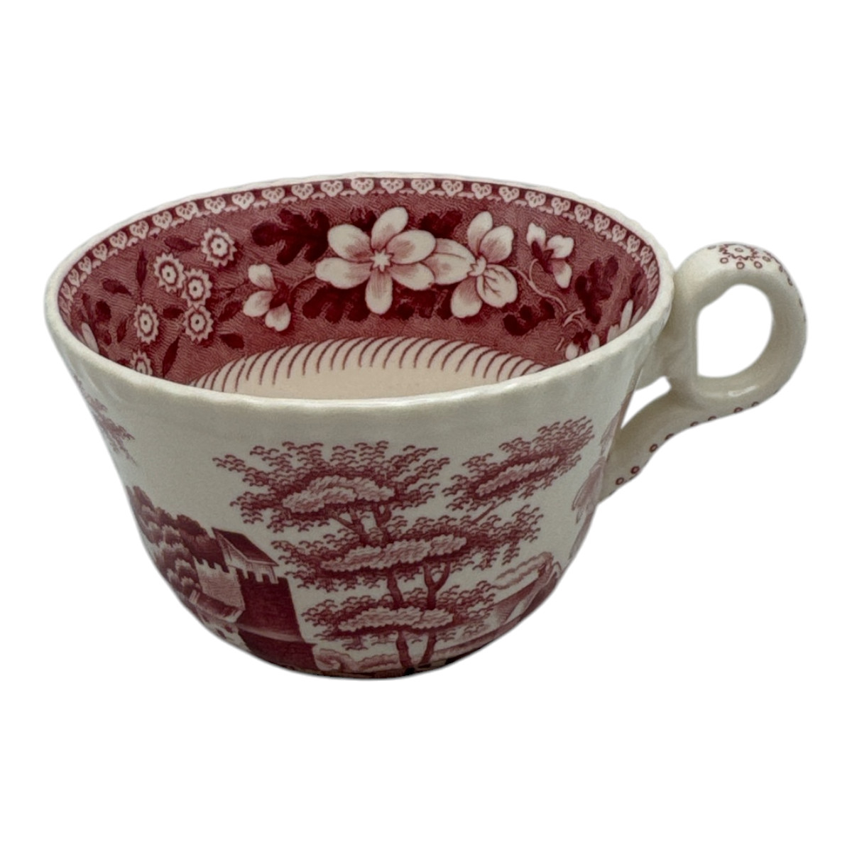 Vintage Copeland Spode Tower Pink Flat Cup Coffee Tea Set of 6 & Stand Old Stamp