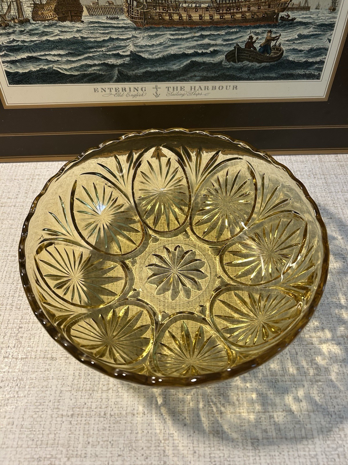 Vintage Anchor Hocking Glass Bowl – 1960’s/1970’s – Deep Amber Honey Gold Color