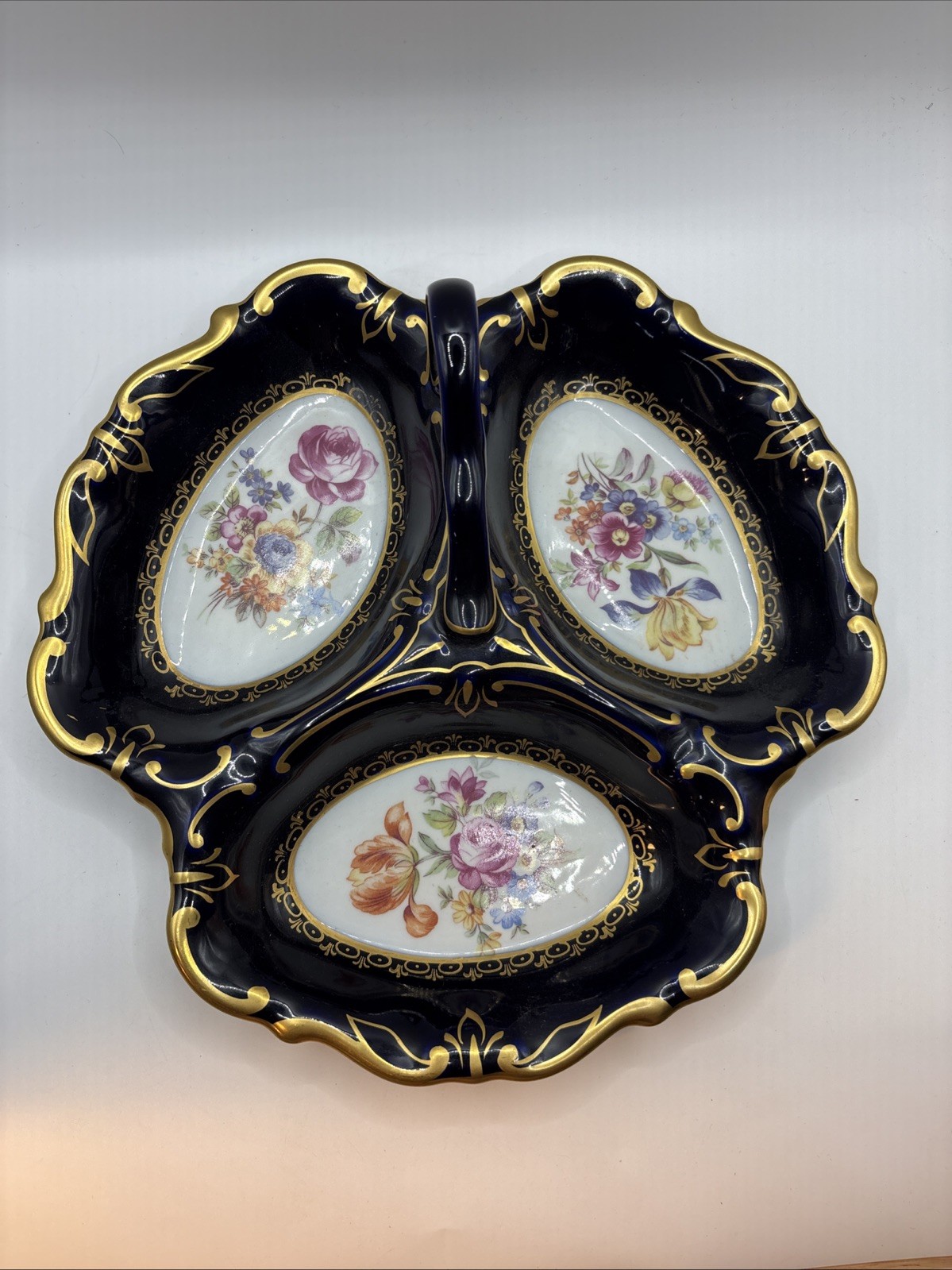 JLMENAU GRAF VON HENNEBERG 1777 ECHT KOBALT Vintage DIVIDED DISH, c.1934 Candy