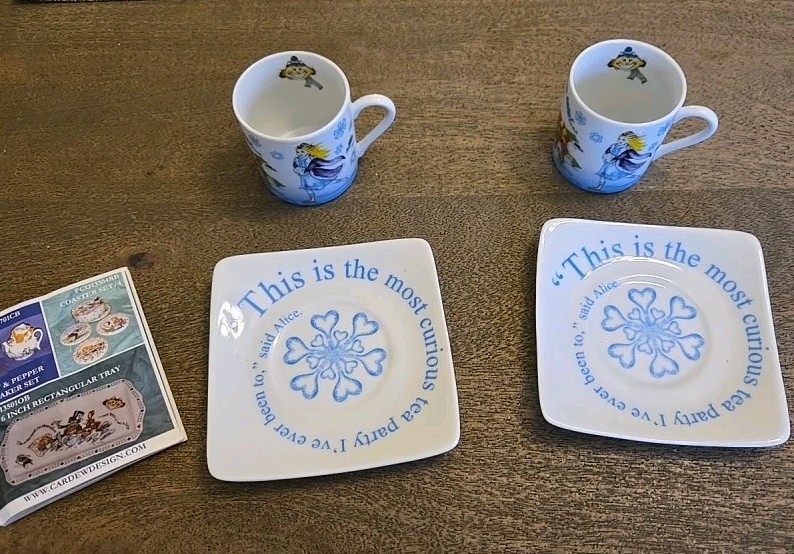 Alice In Wonderland (2) Tea Cups & Saucers See All Pics And Description