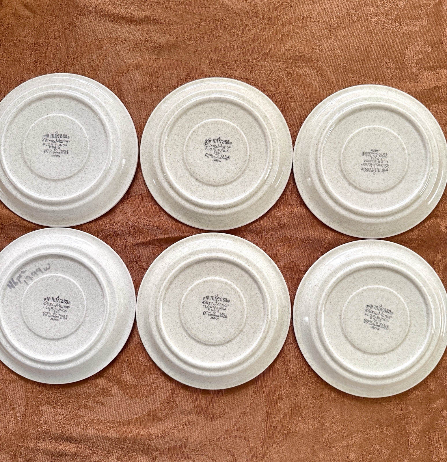 Vintage Mikasa Stone Manor FLORIBUNDA Saucer F5813 Ironstone 6 1/2″ (6pc)