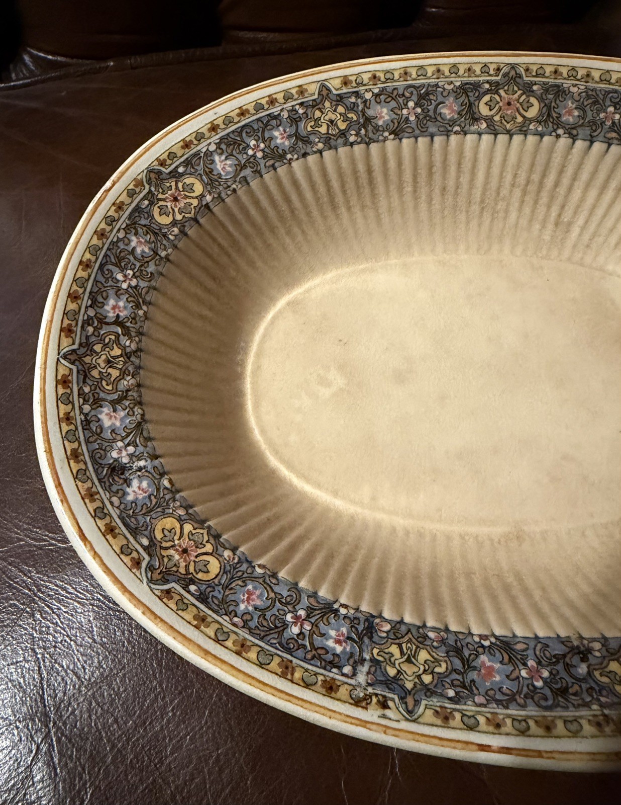 Ridgways England Orient Vegetable Dish Ceramic 9” Crackle Glaze CF Bassett 1924