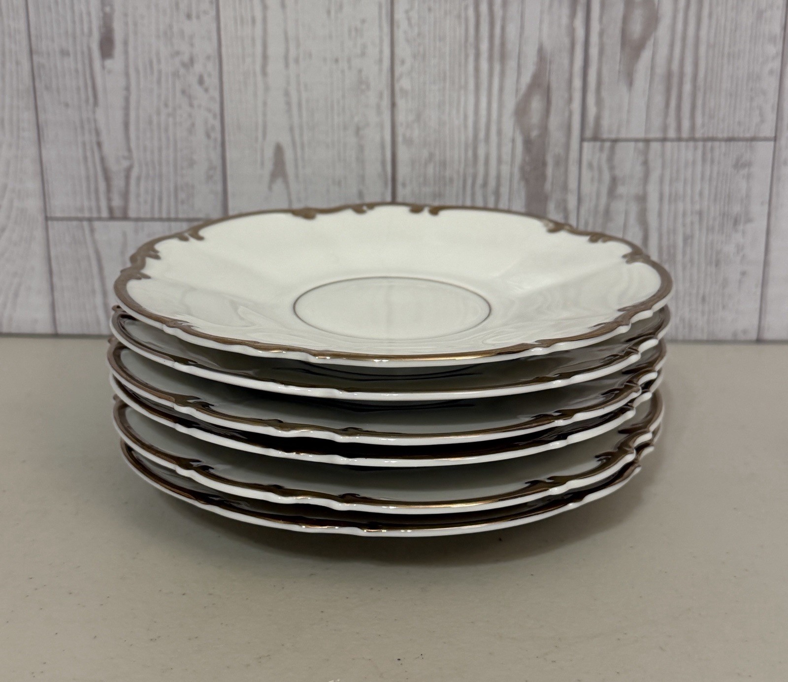 VINTAGE SET OF 6 HUTSCHENREUTHER REVERE SYLVIA CUPS & SAUCERS SILVER PLATINUM