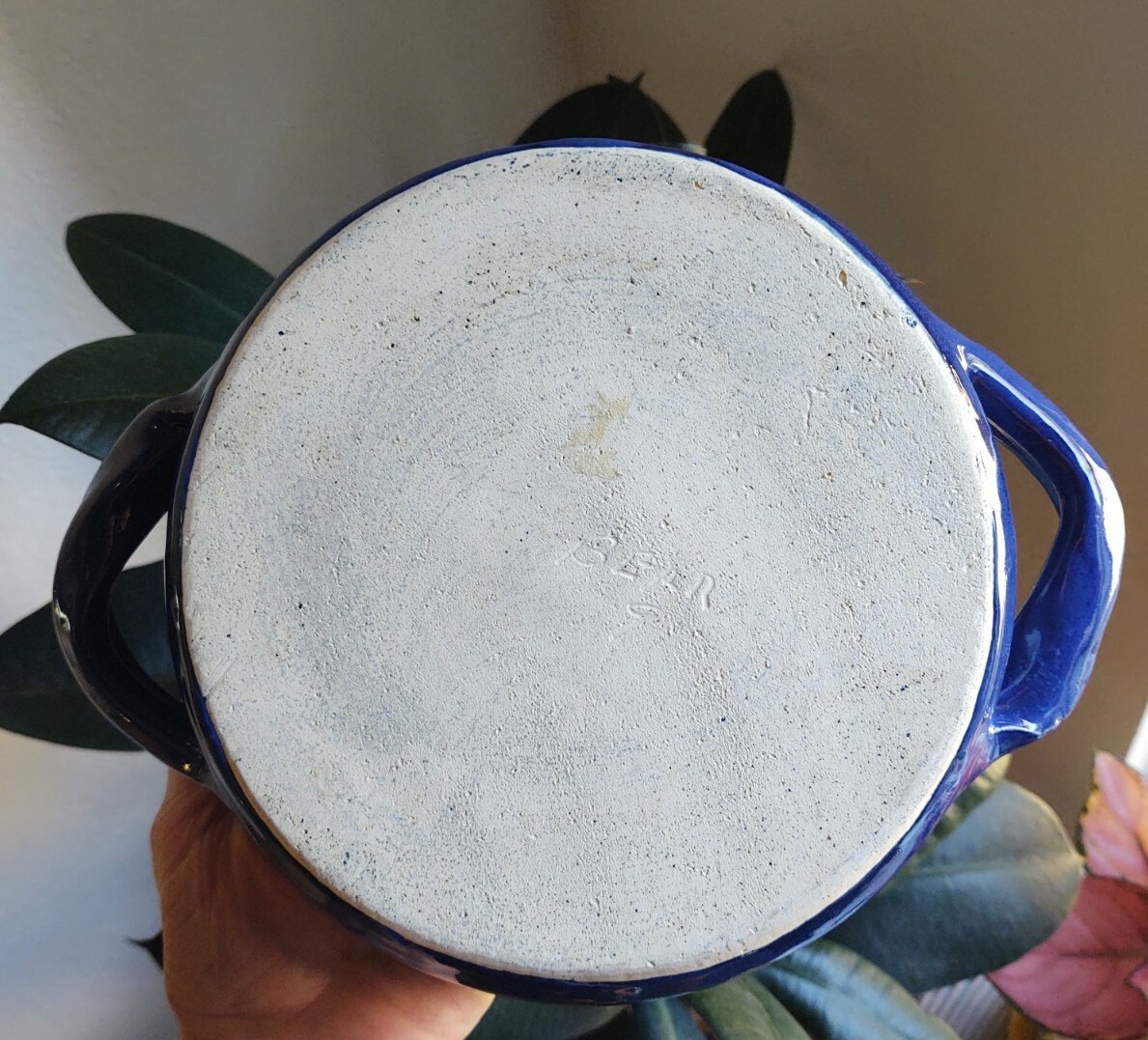 Vintage Studio Pottery Ceramic Handmade Blue Green Drip Glaze Lidded Dish Signed