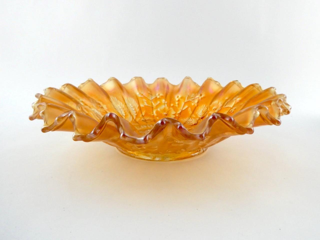 Northwood Marigold Carnival Glass Good Luck Bowl 8.5 Inch Diameter VERY GOOD
