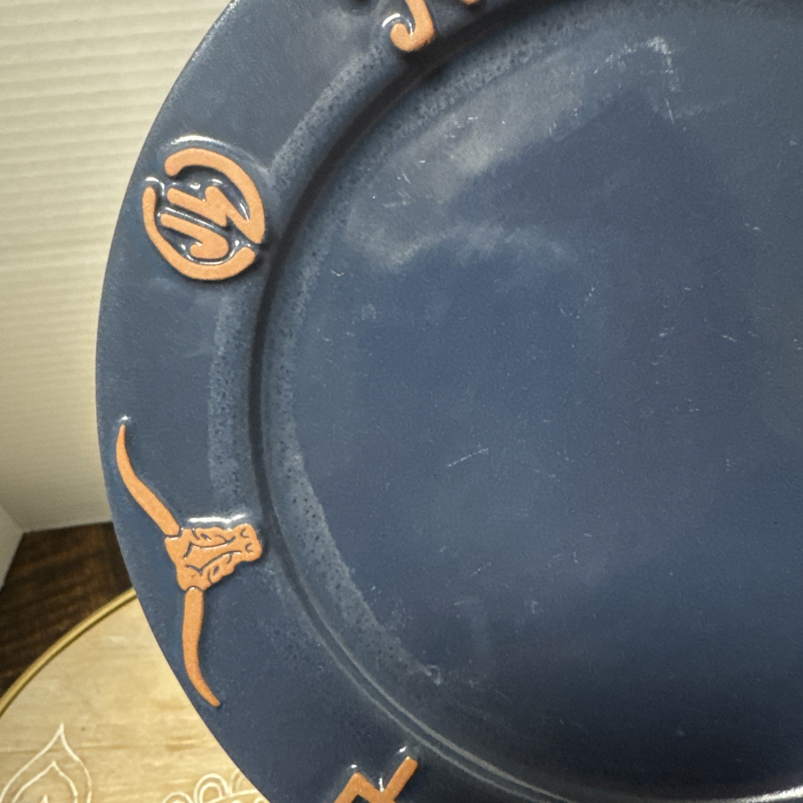 Frankoma Vintage Navy Blue Salad Plate 7.75″ Longhorn Ranch Brand Set Of 4