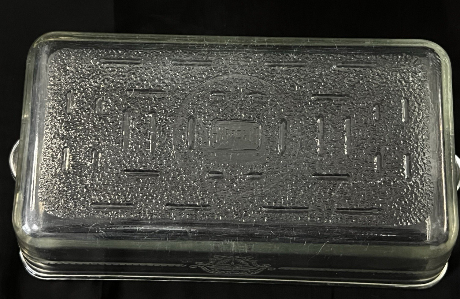 Vintage Glasbake 254 Loaf Pan Clear Glass Baking Dish Art Deco Pattern USA